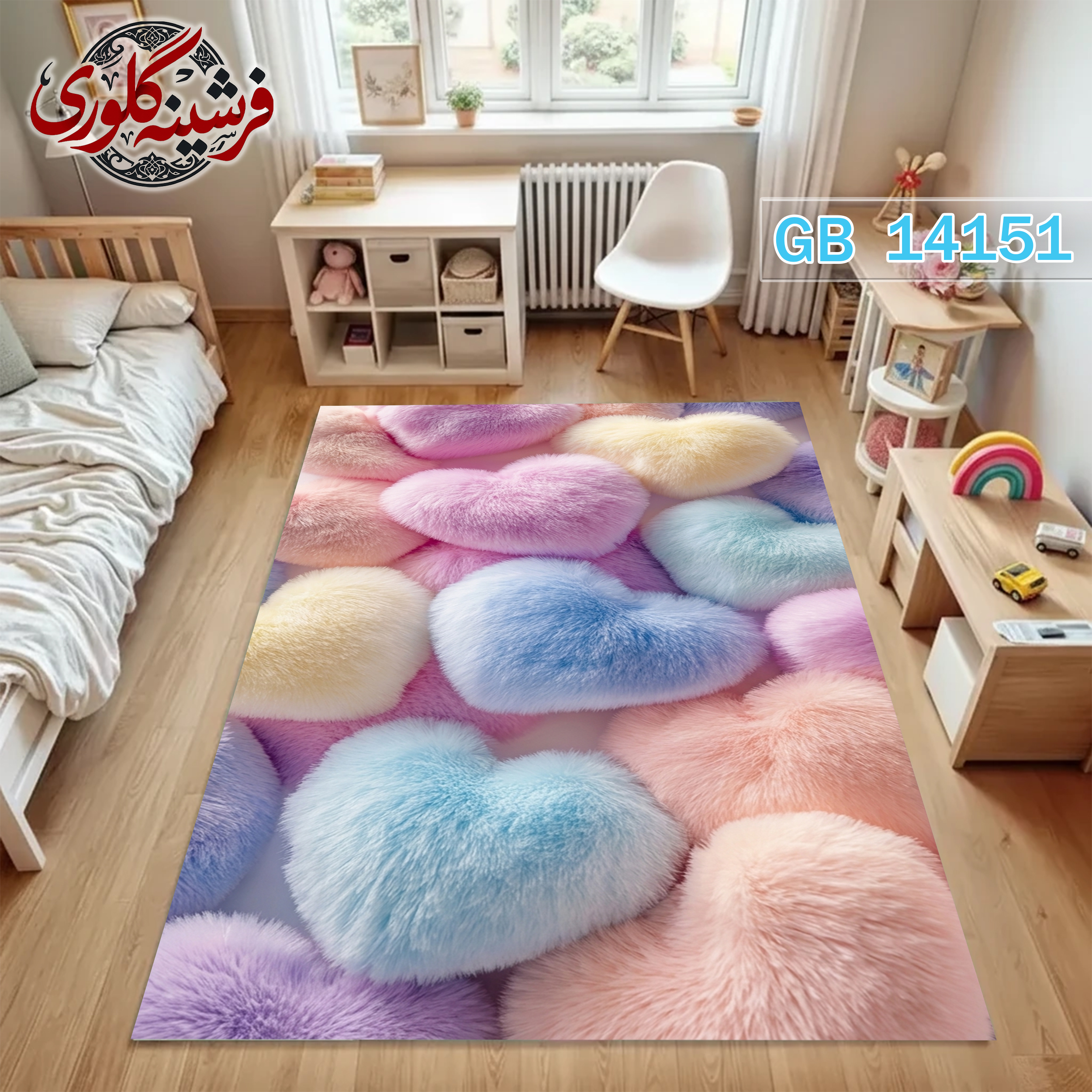 فرش اتاق کودک ضد حساسیت و ضد پرزدهی قابل شست و شو کد GB-14151