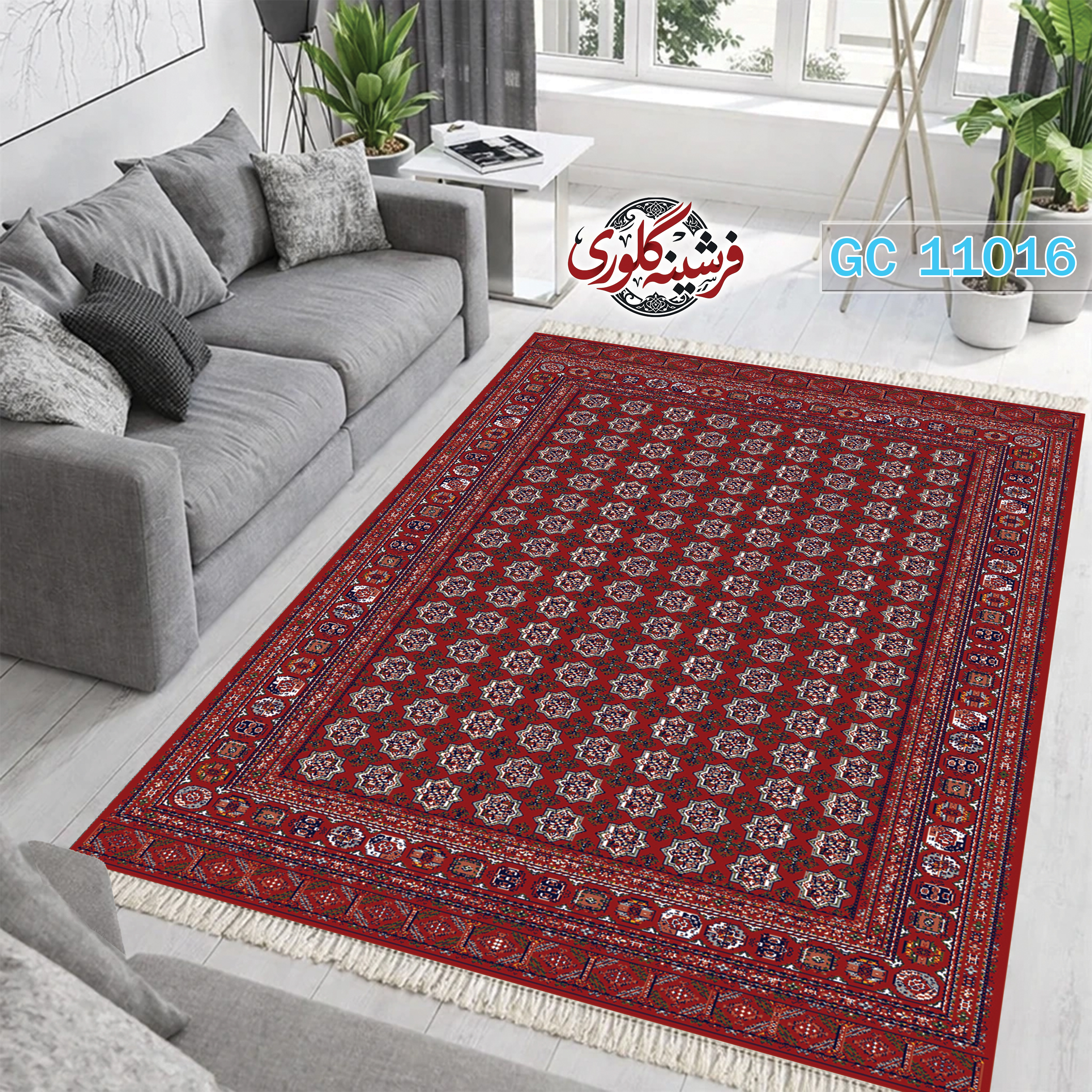 فرشینه طرح فرش مخمل هازان ترک قابل شست و شو و ضد پرزدهی کدGC-11016