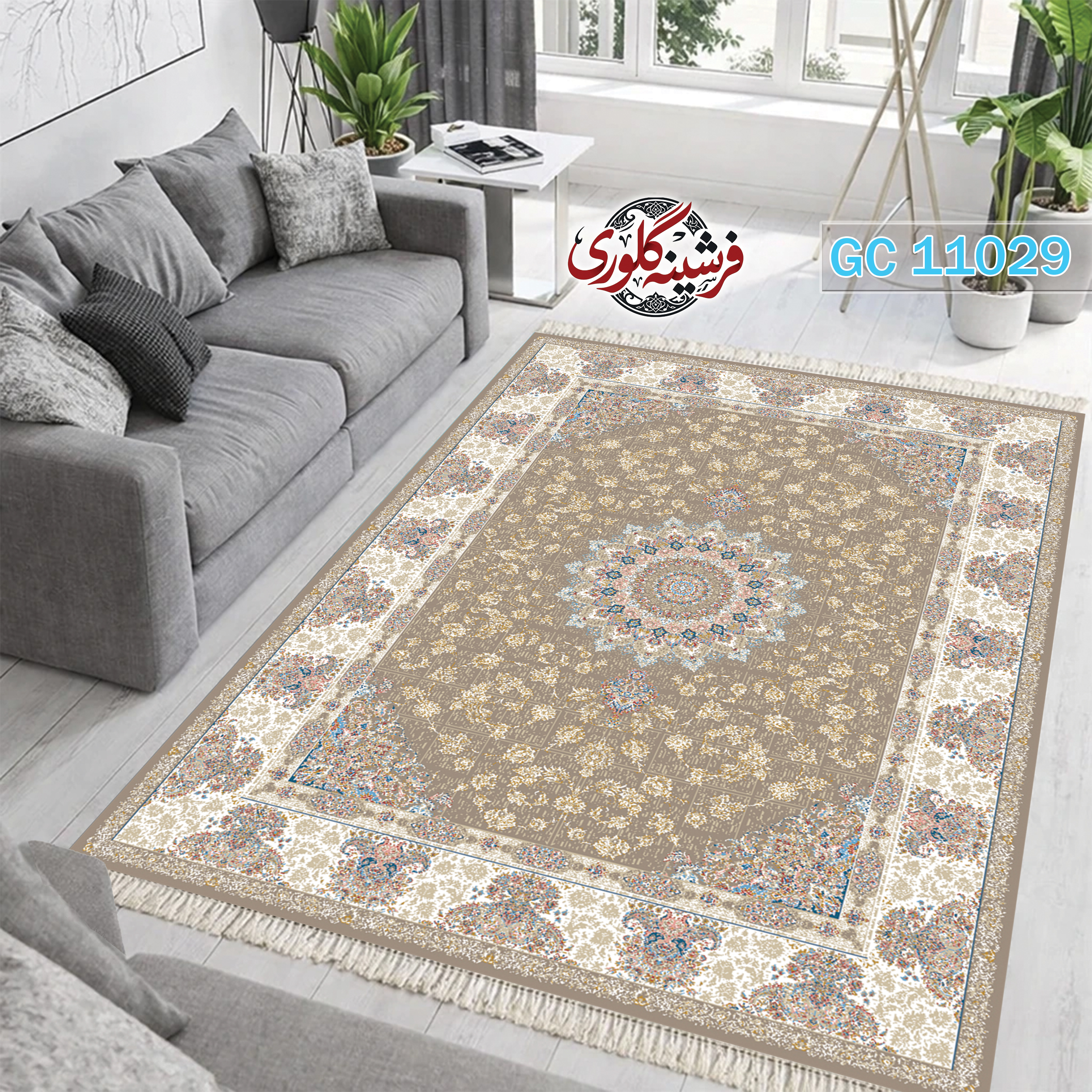 فرشینه طرح فرش مخمل هازان ترک قابل شست و شو و ضد پرزدهی کدGC-11029