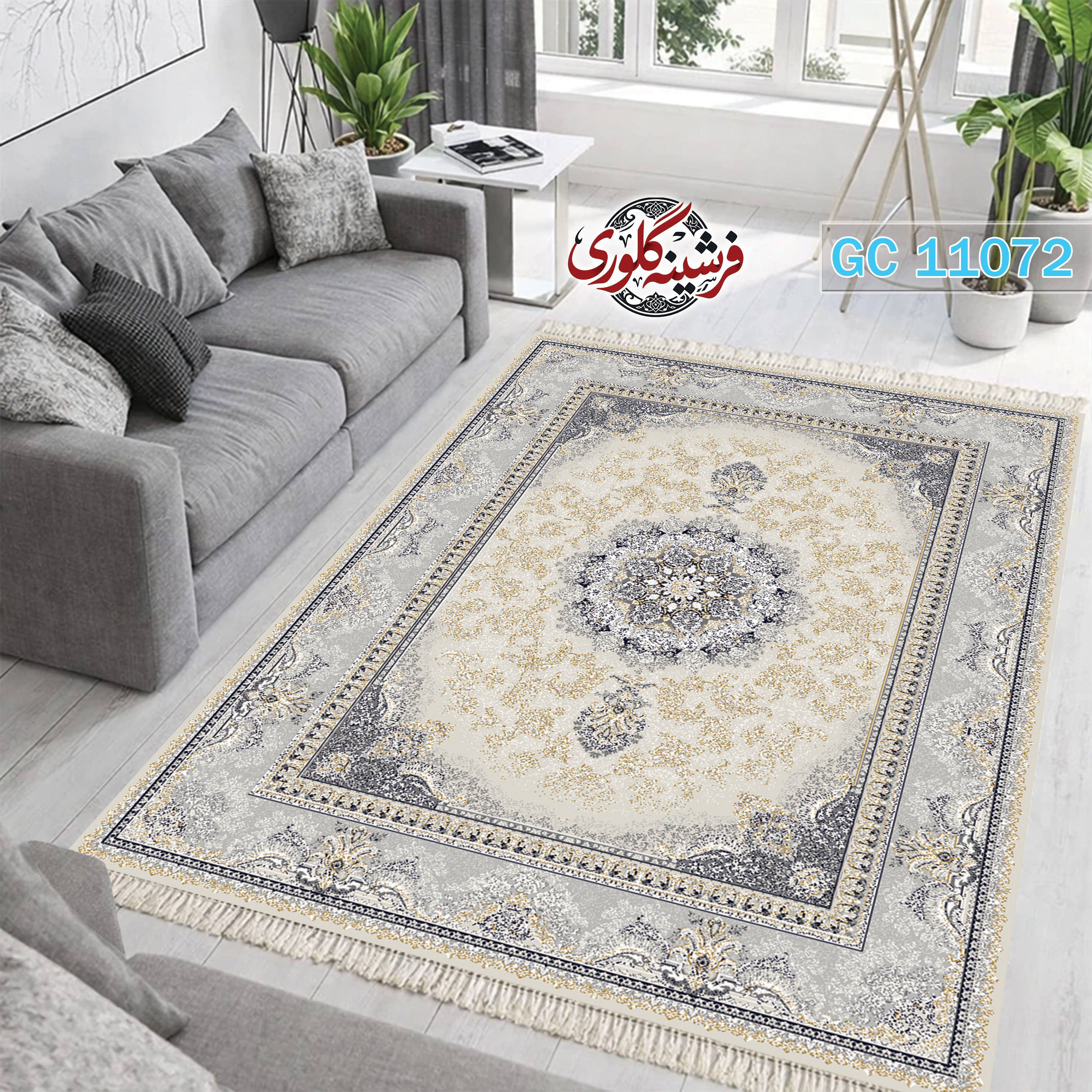 فرشینه طرح فرش مخمل هازان ترک قابل شست و شو و ضد پرزدهی کد GC-11072