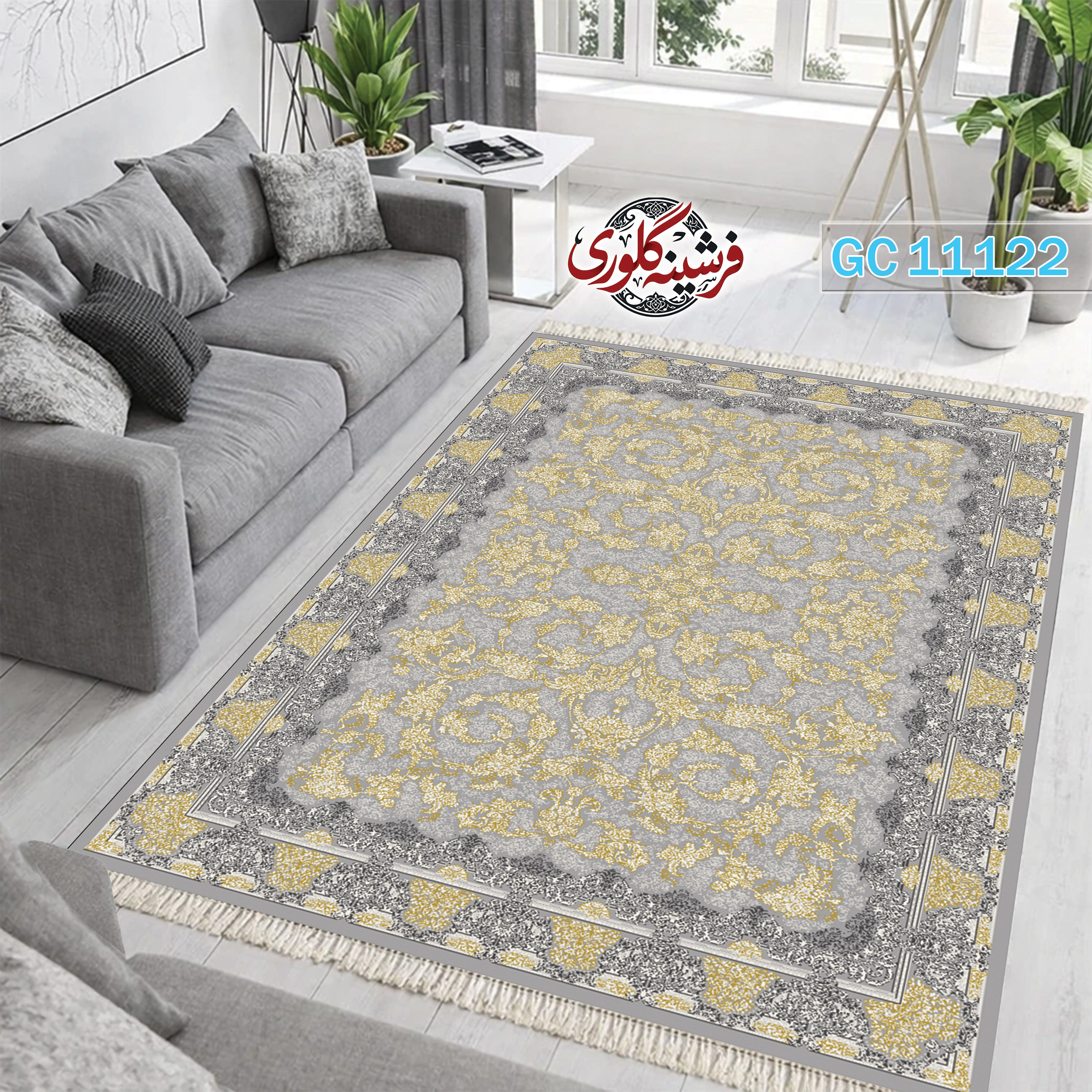 فرشینه طرح فرش مخمل هازان ترک قابل شست و شو و ضد پرزدهی کد GC-11122
