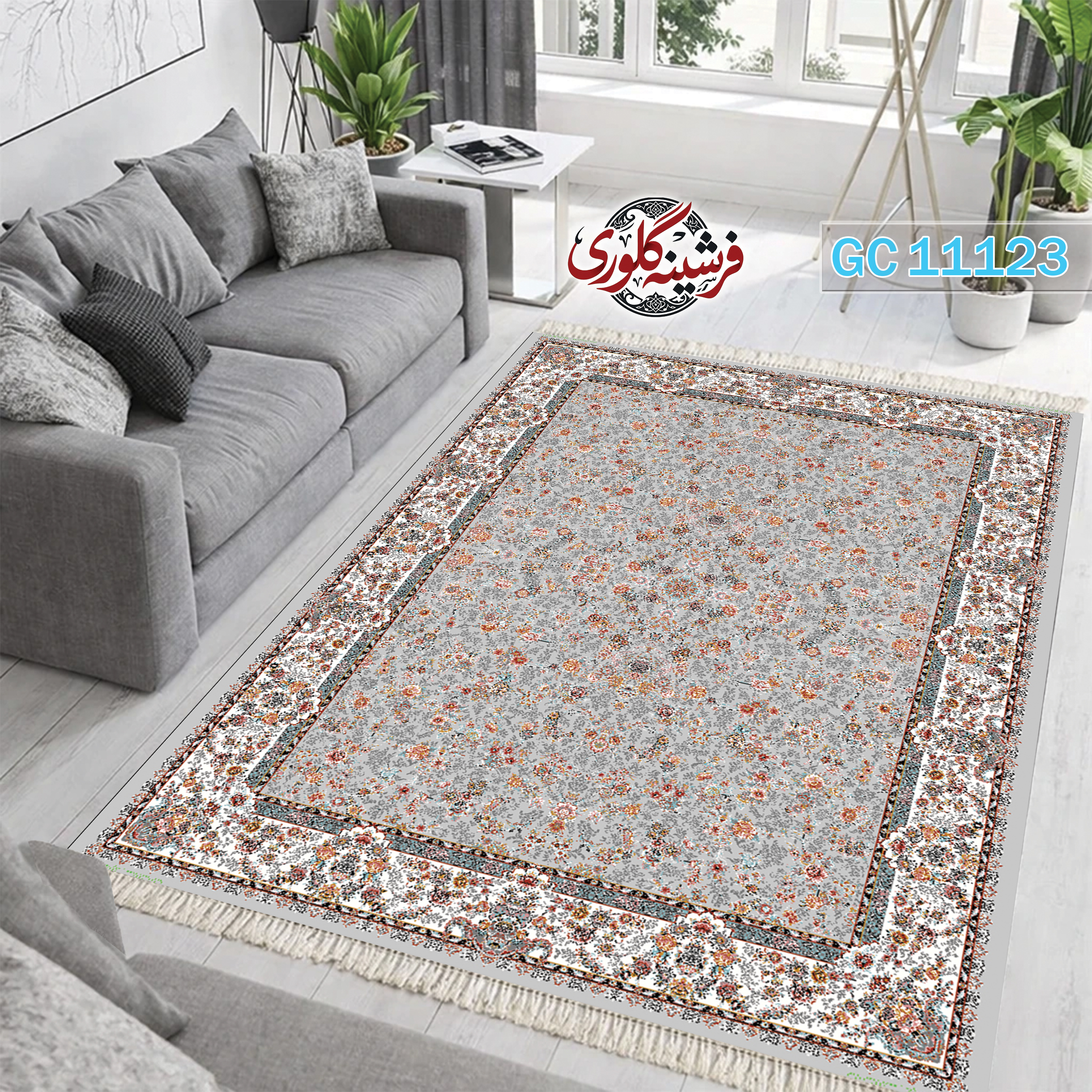 فرشینه طرح فرش مخمل هازان ترک قابل شست و شو و ضد پرزدهی کد GC-11123