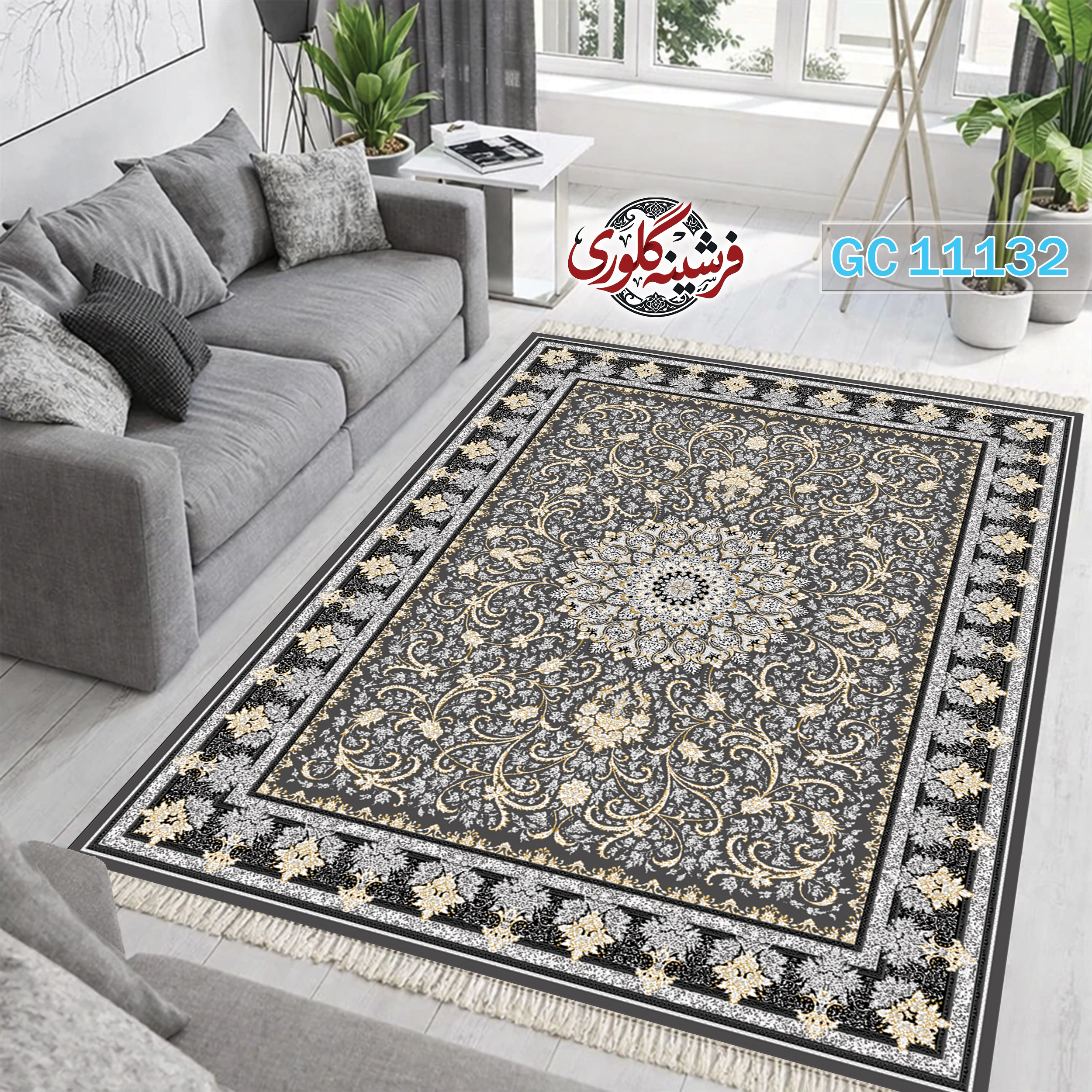 فرشینه طرح فرش مخمل هازان ترک قابل شست و شو و ضد پرزدهی کد GC-11132