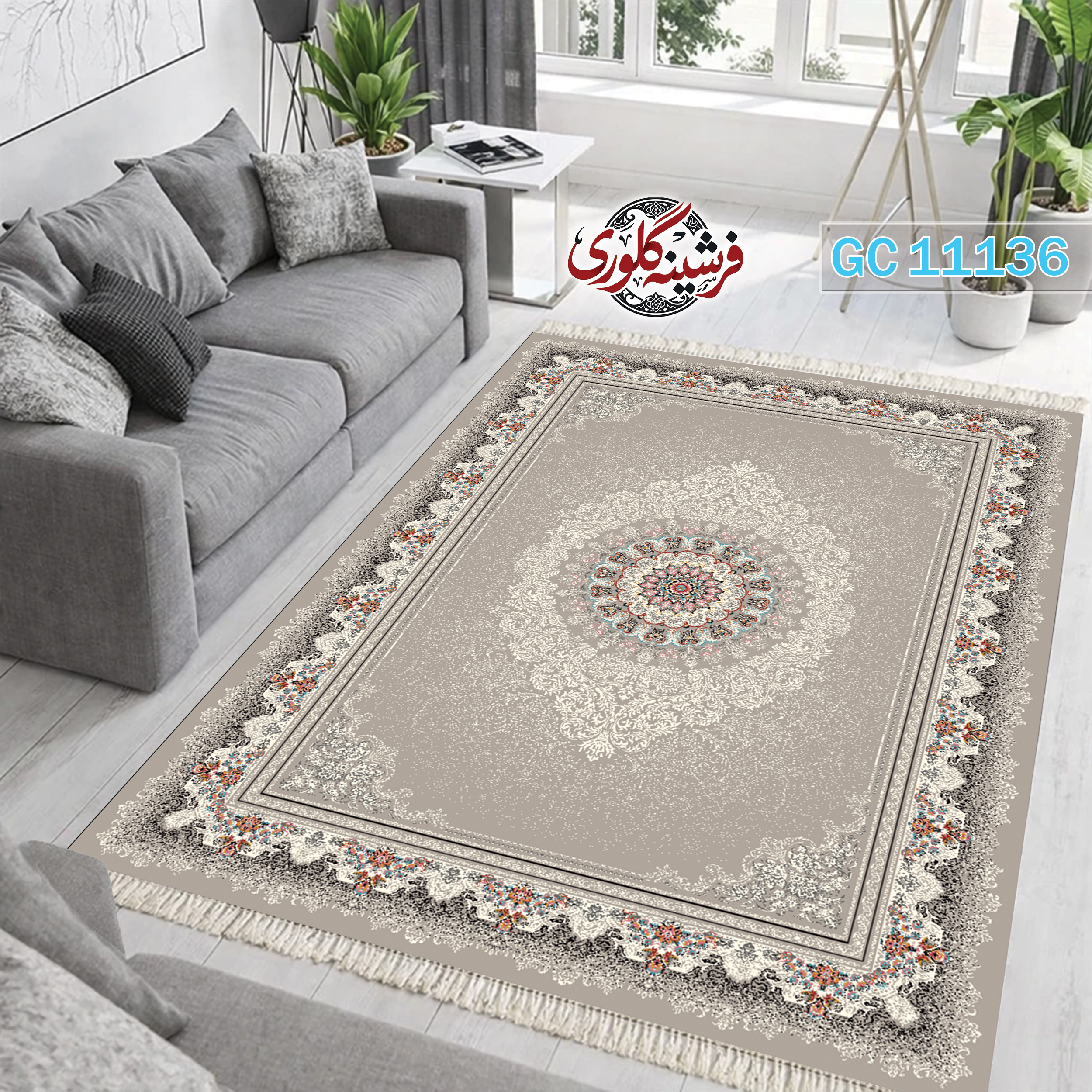 فرشینه طرح فرش مخمل هازان ترک قابل شست و شو و ضد پرزدهی کد GC-11136