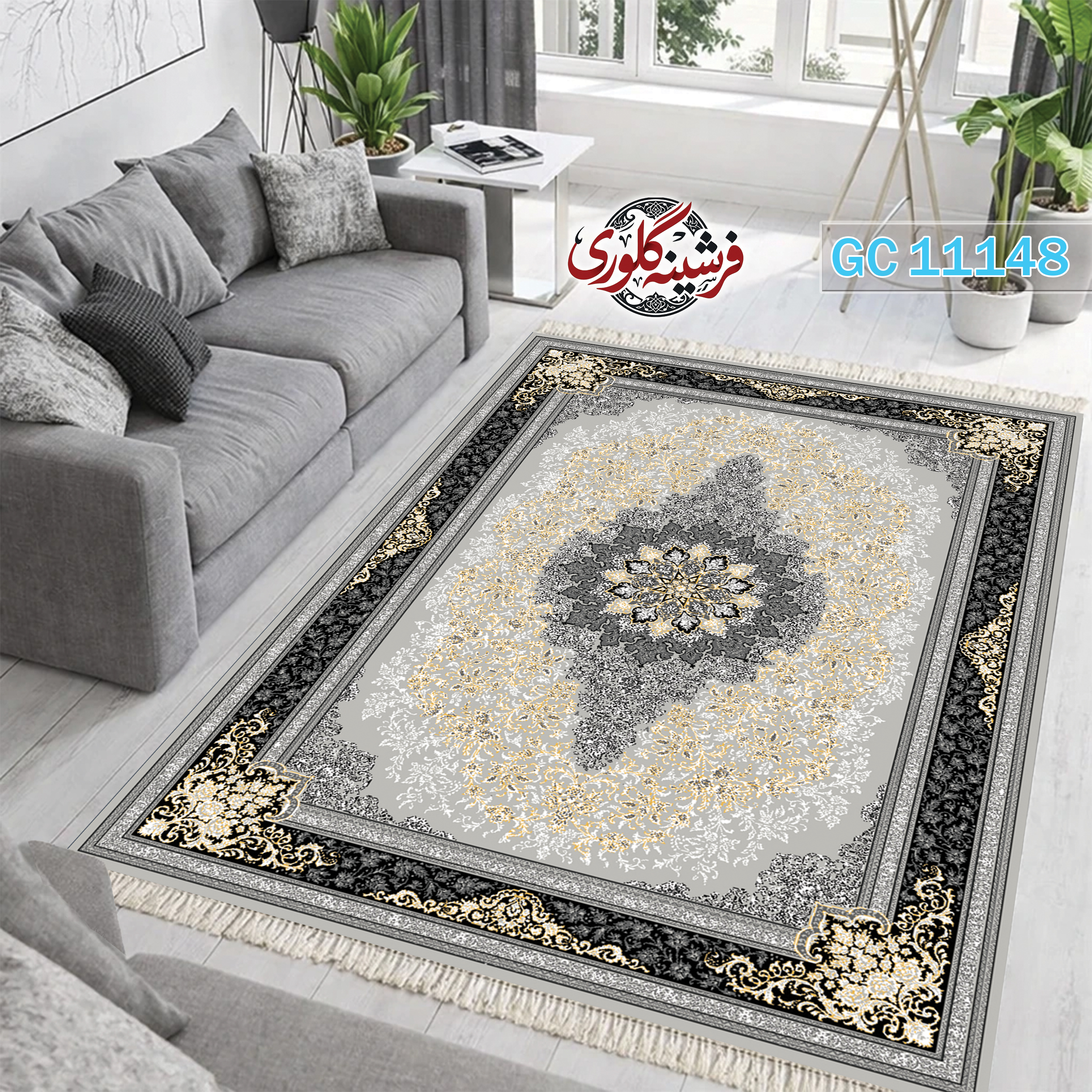 فرشینه طرح فرش مخمل هازان ترک قابل شست و شو و ضد پرزدهی کد GC-11148