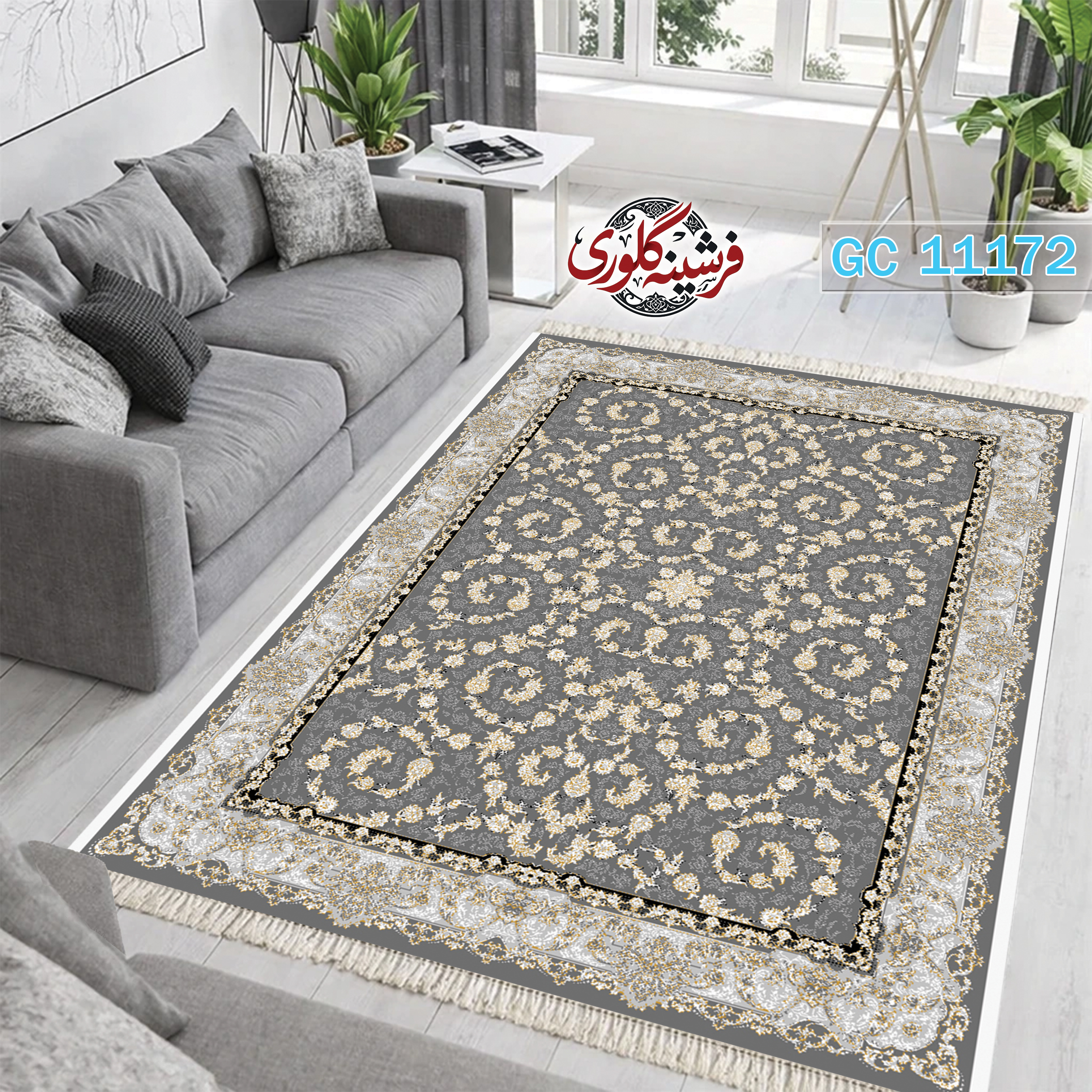 فرشینه طرح فرش مخمل هازان ترک قابل شست و شو و ضد پرزدهی کد GC-11172