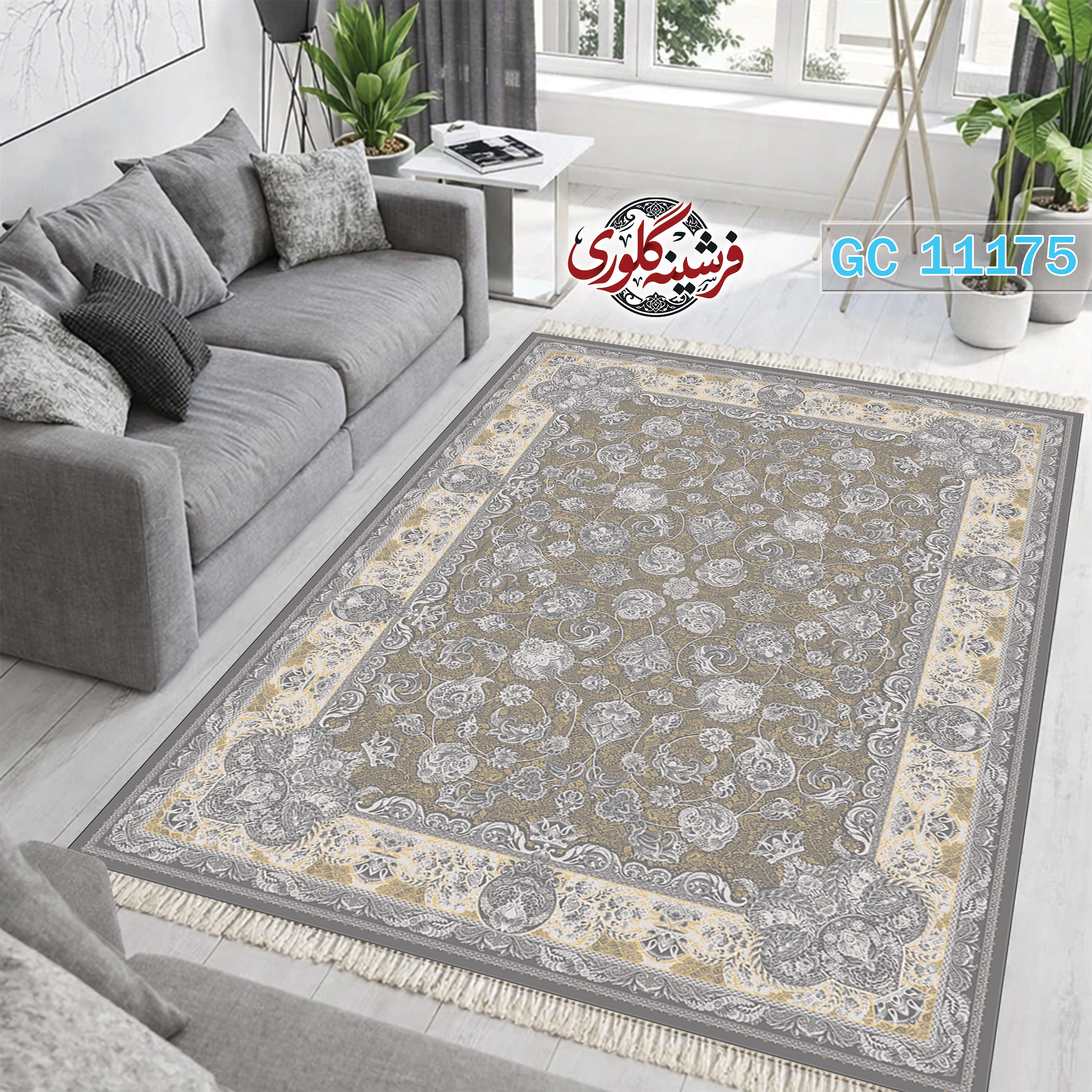 فرشینه طرح فرش مخمل هازان ترک قابل شست و شو و ضد پرزدهی کد GC-11175