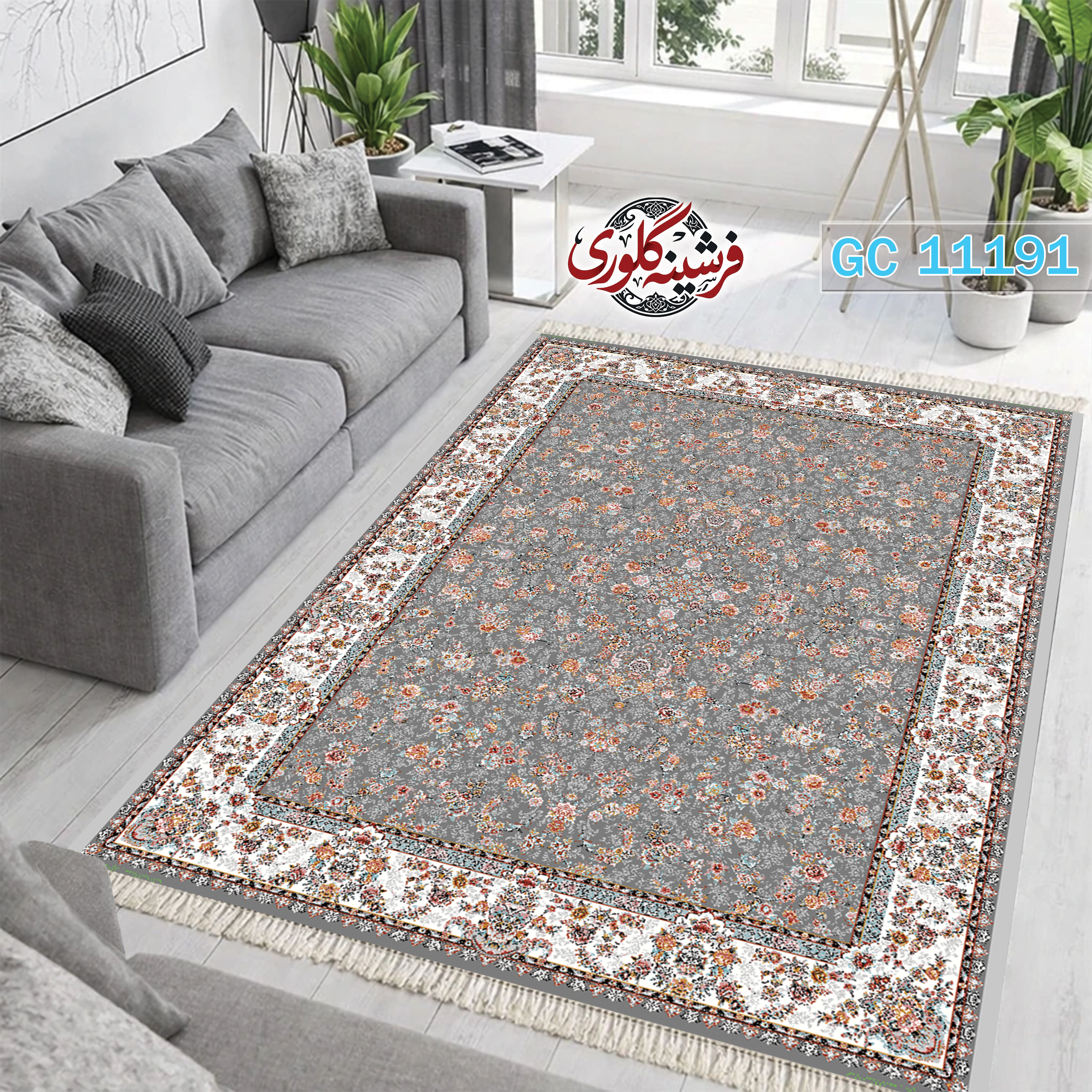 فرشینه طرح فرش مخمل هازان ترک قابل شست و شو و ضد پرزدهی کد GC-11191