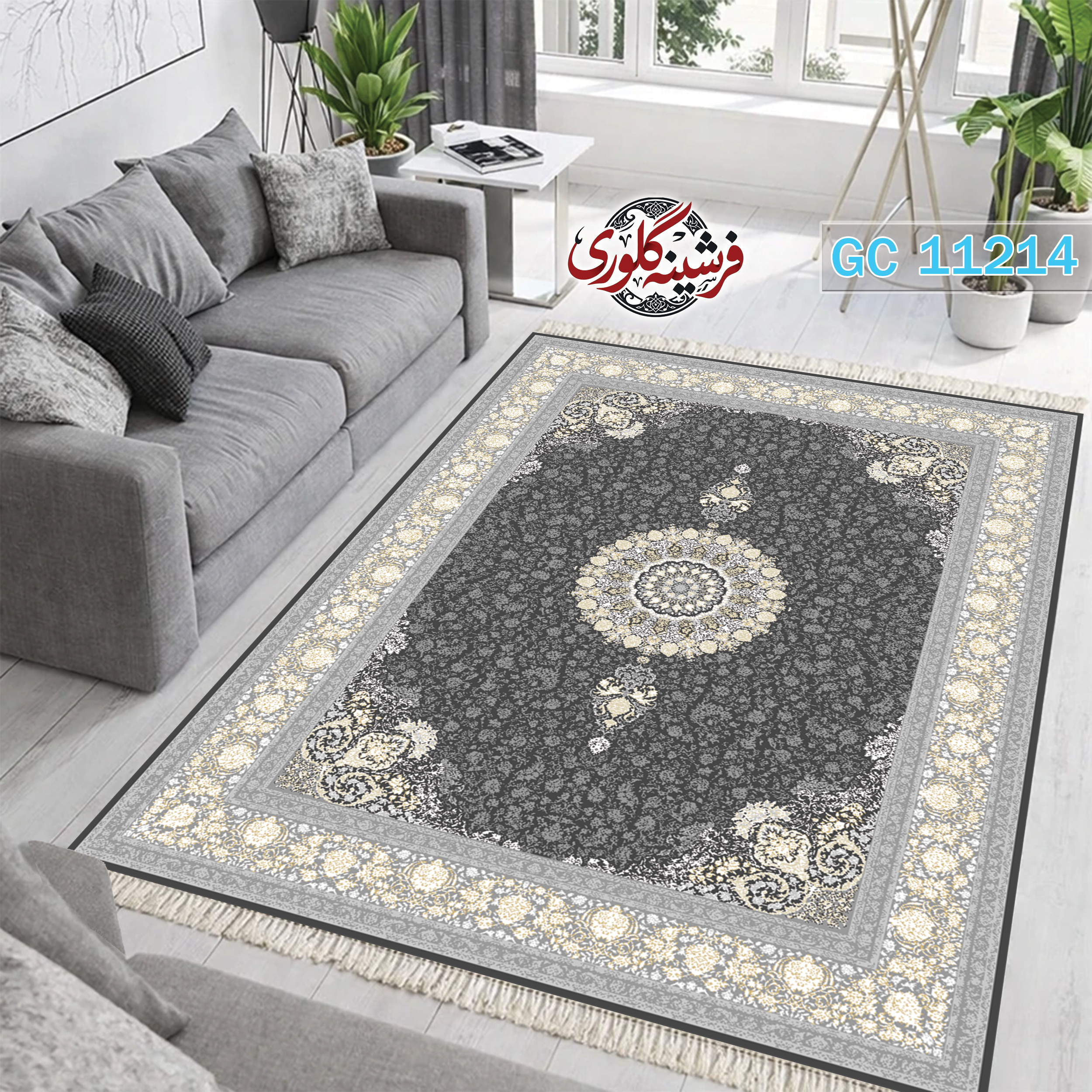 فرشینه طرح فرش مخمل هازان ترک قابل شست و شو و ضد پرزدهی کد GC-11214