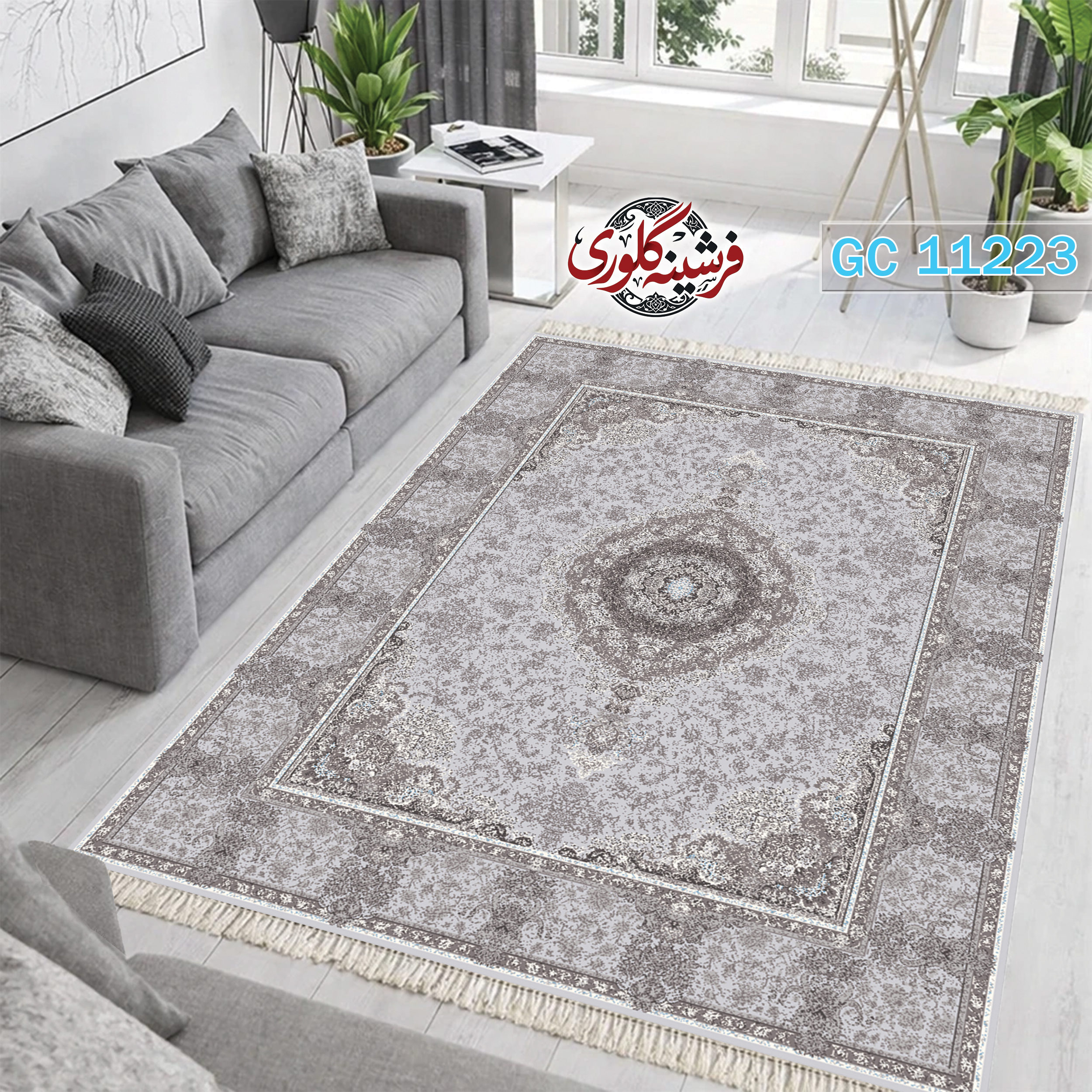فرشینه طرح فرش مخمل هازان ترک قابل شست و شو و ضد پرزدهی کد GC-11223