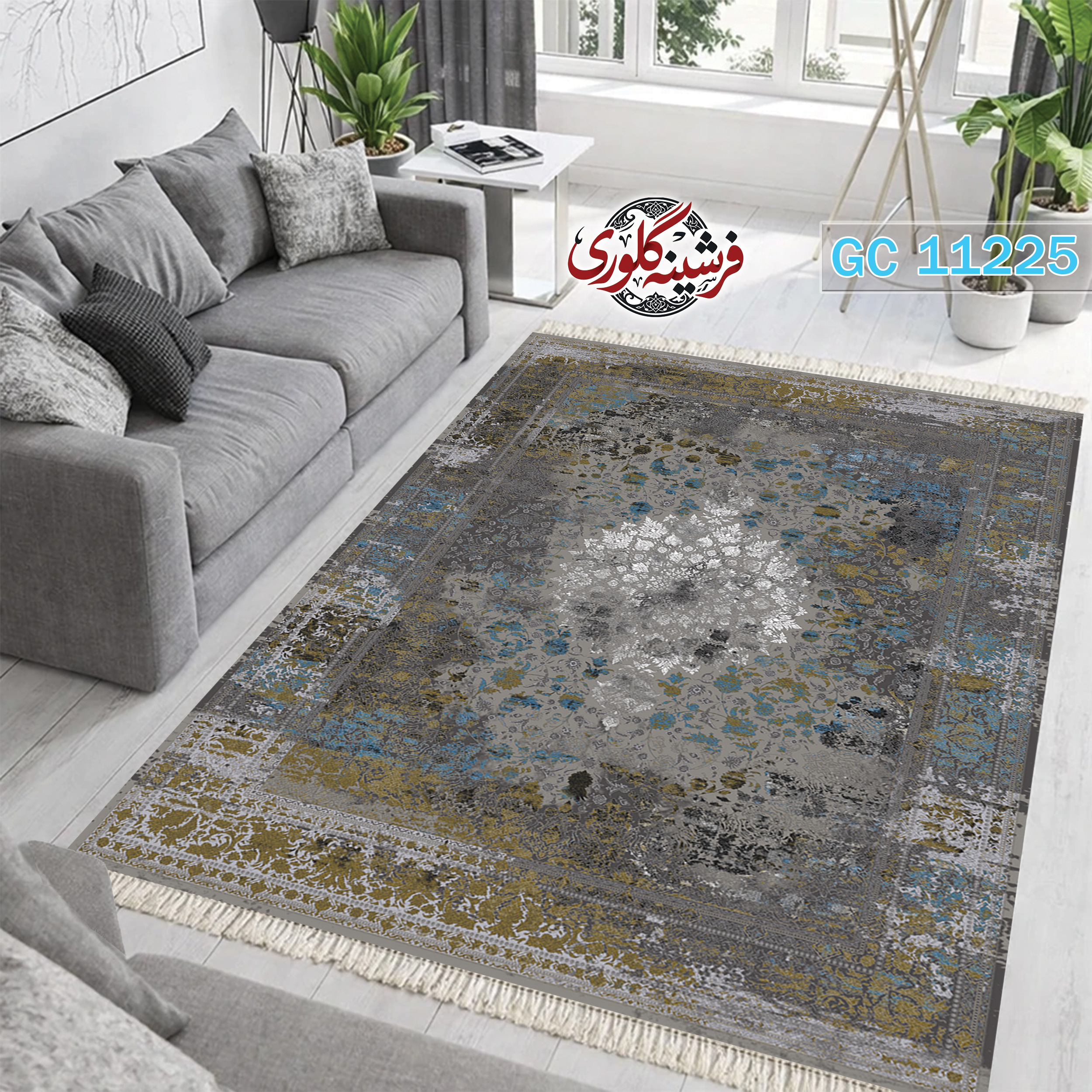 فرشینه طرح فرش مخمل هازان ترک قابل شست و شو و ضد پرزدهی کد GC-11225