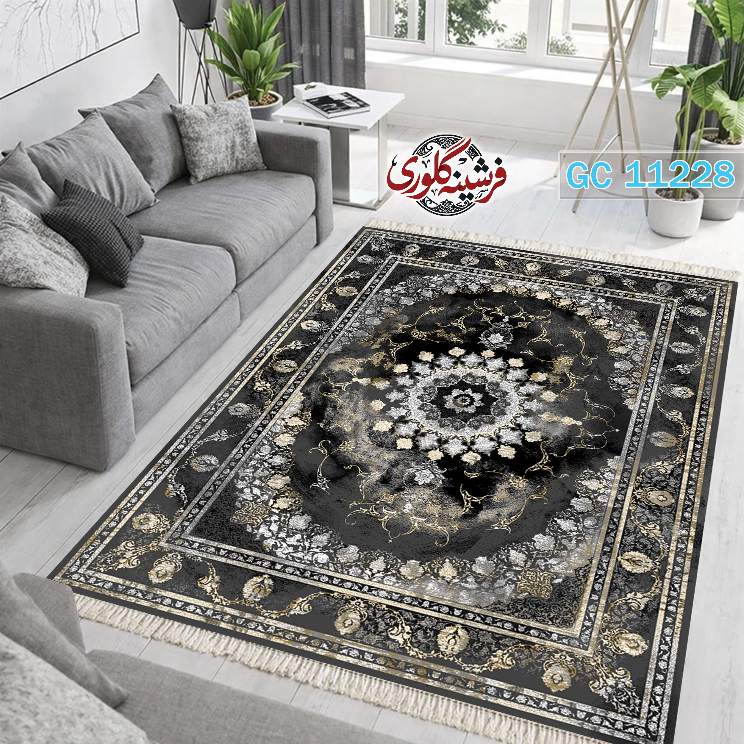 فرشینه طرح فرش مخمل هازان ترک قابل شست و شو و ضد پرزدهی کد GC-11228