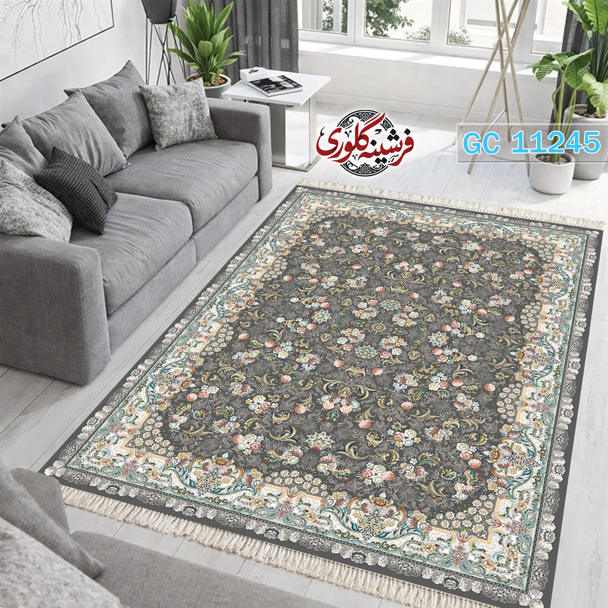 فرشینه طرح فرش مخمل هازان ترک قابل شست و شو و ضد پرزدهی کد GC-11245