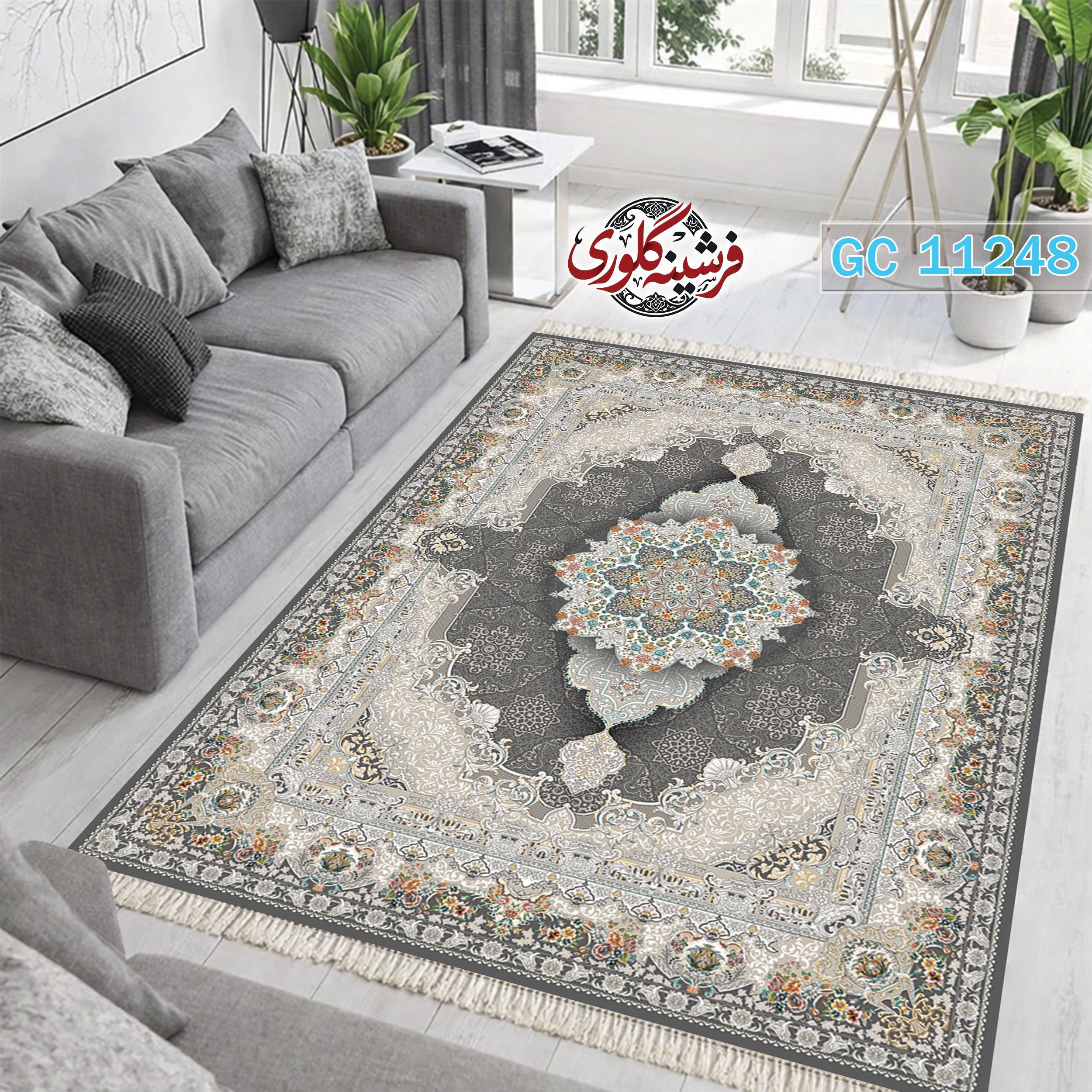 فرشینه طرح فرش مخمل هازان ترک قابل شست و شو و ضد پرزدهی کد GC-11248