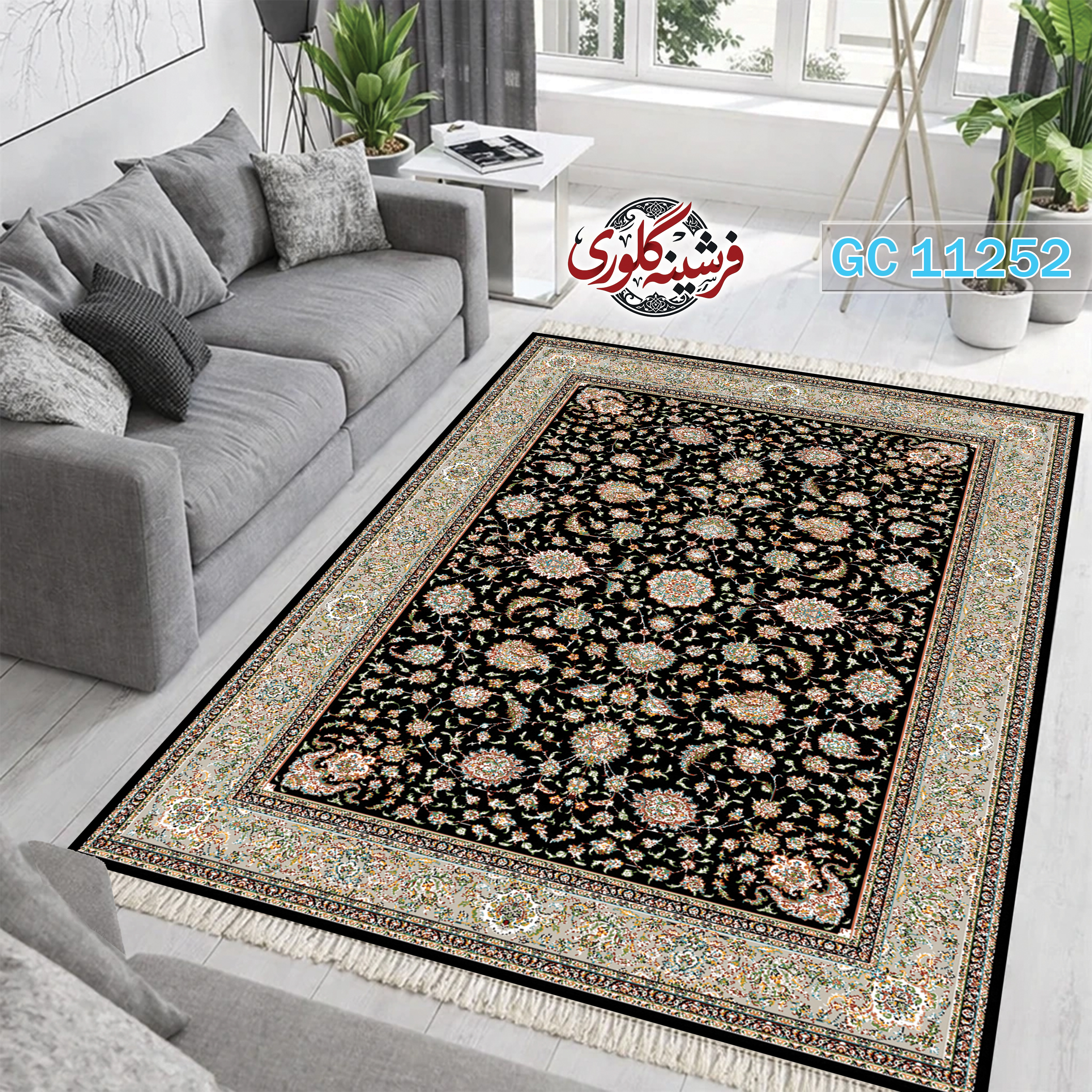 فرشینه طرح فرش مخمل هازان ترک قابل شست و شو و ضد پرزدهی کد GC-11252