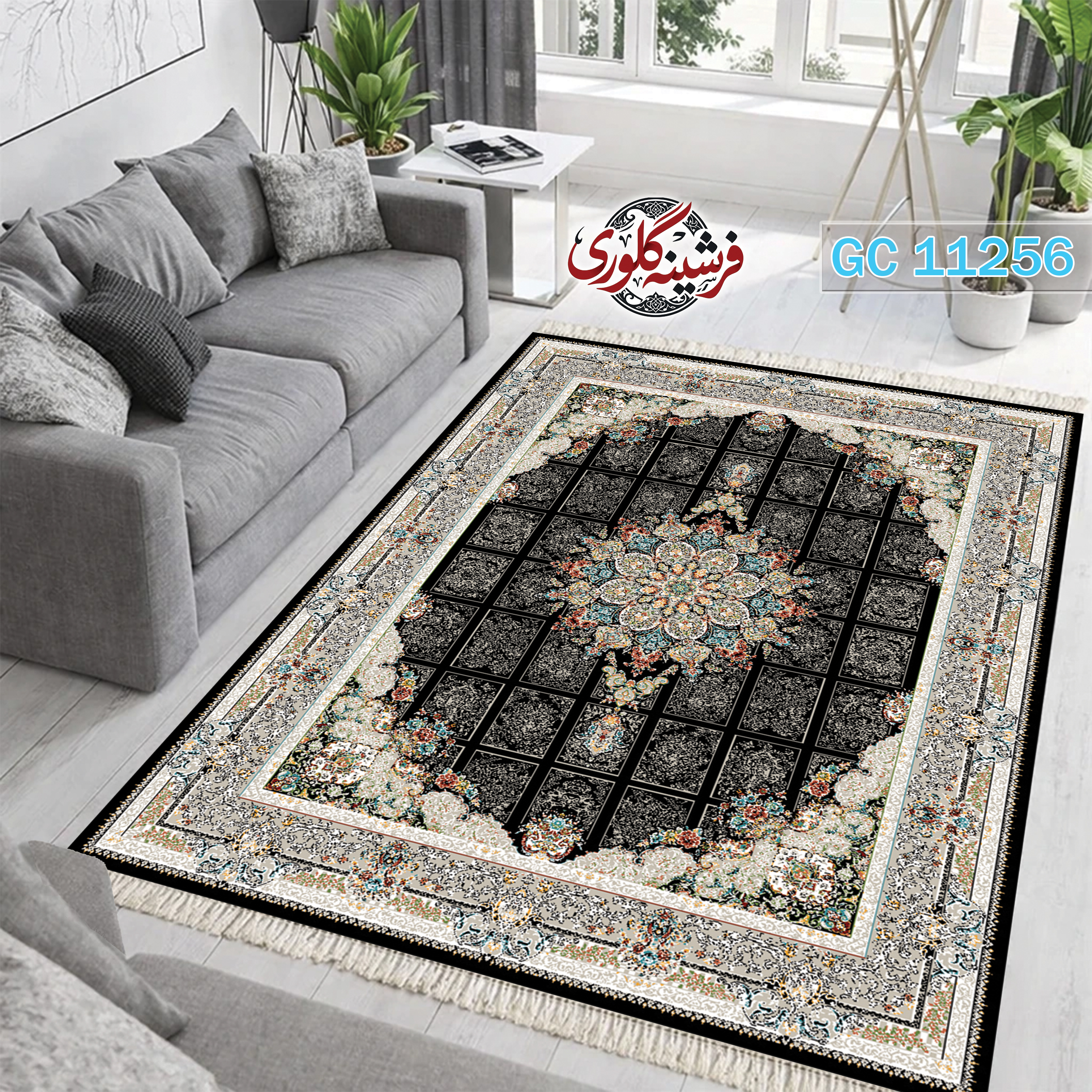 فرشینه طرح فرش مخمل هازان ترک قابل شست و شو و ضد پرزدهی کد GC-11256
