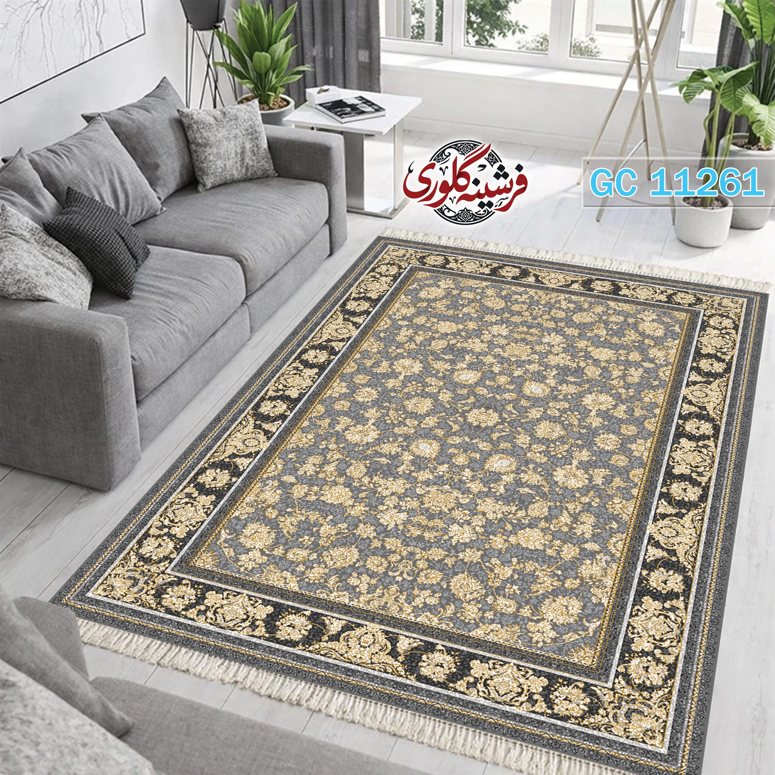 فرشینه طرح فرش مخمل هازان ترک قابل شست و شو و ضد پرزدهی کد GC-11261
