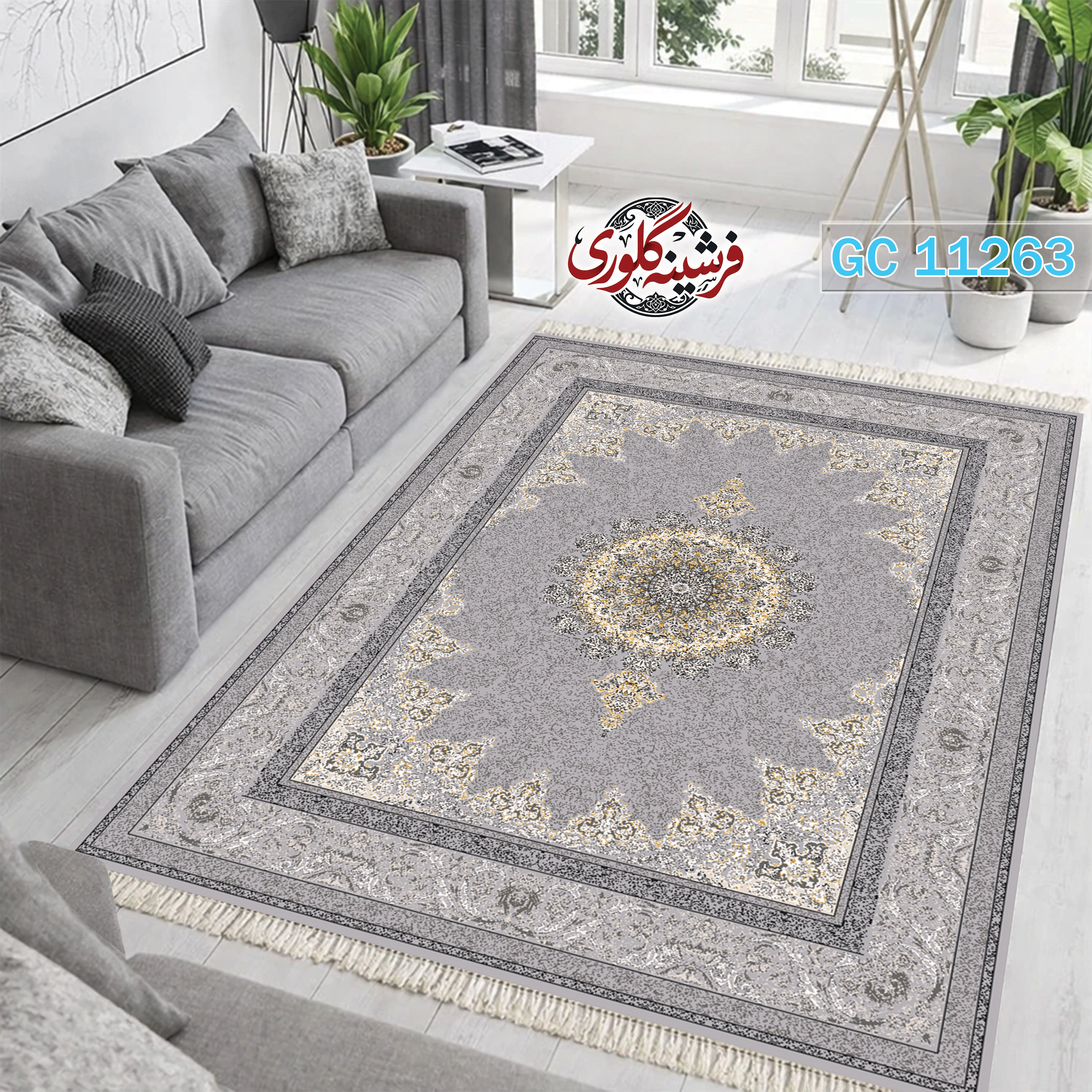 فرشینه طرح فرش مخمل هازان ترک قابل شست و شو و ضد پرزدهی کد GC-11263
