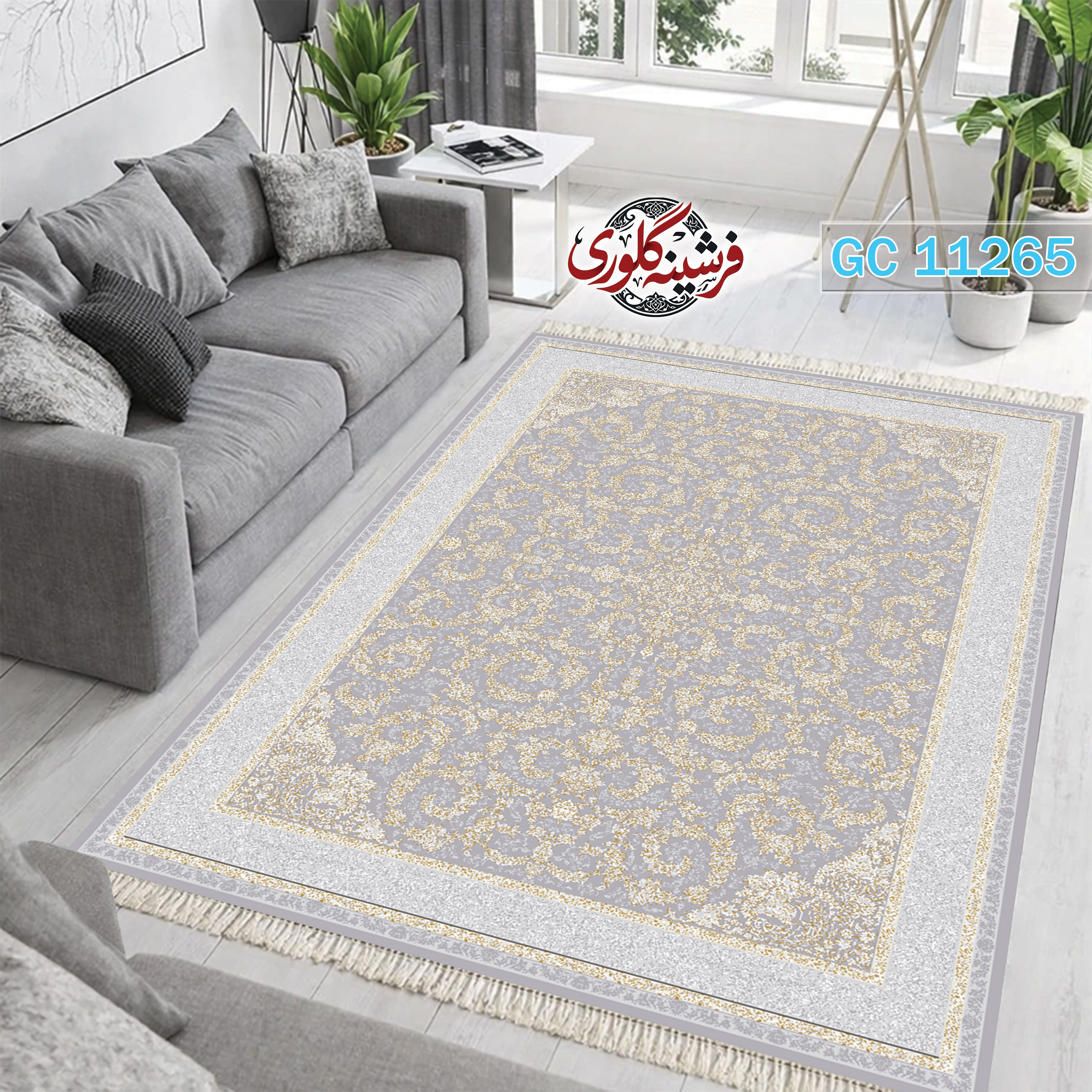 فرشینه طرح فرش مخمل هازان ترک قابل شست و شو و ضد پرزدهی کد GC-11265