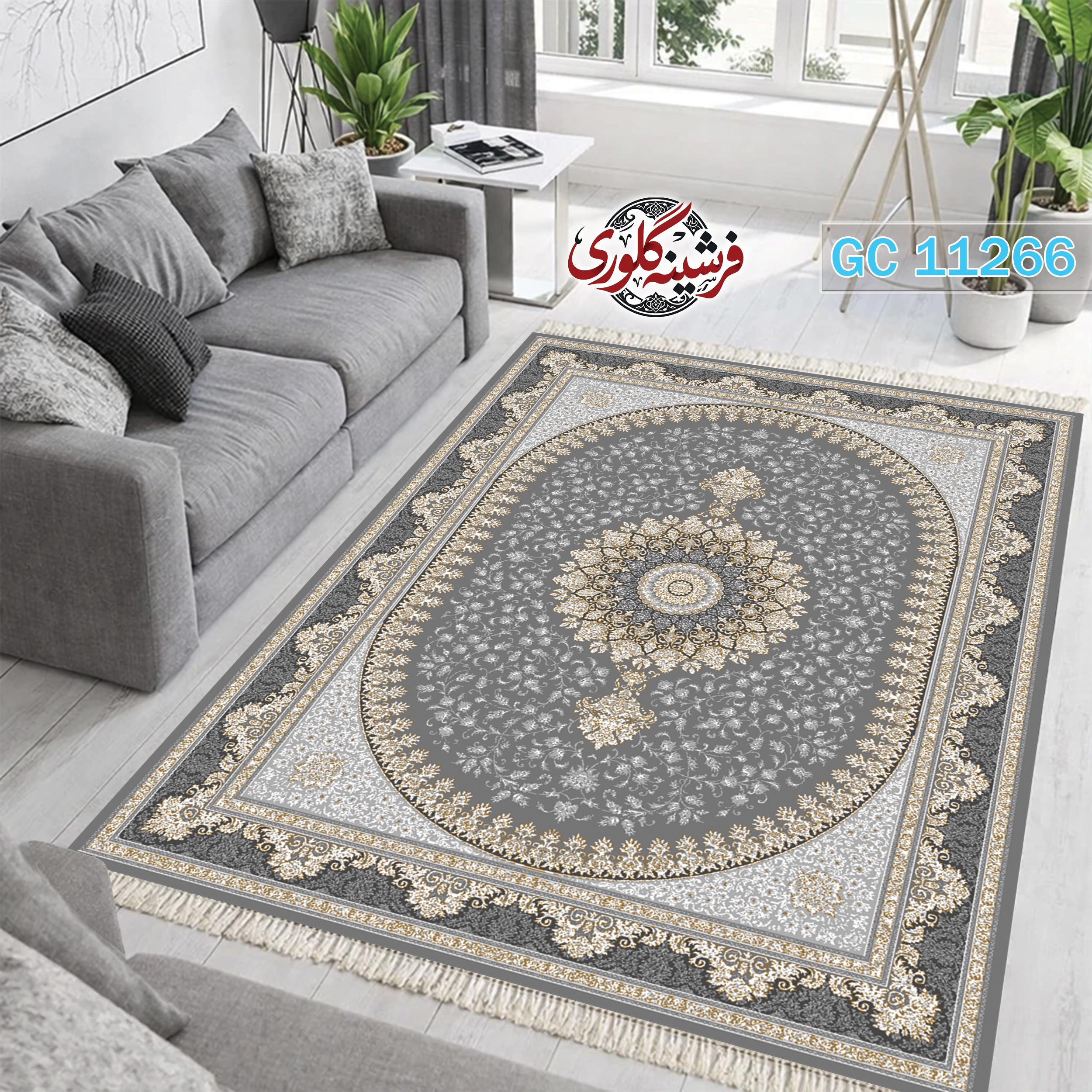 فرشینه طرح فرش مخمل هازان ترک قابل شست و شو و ضد پرزدهی کد GC-11266