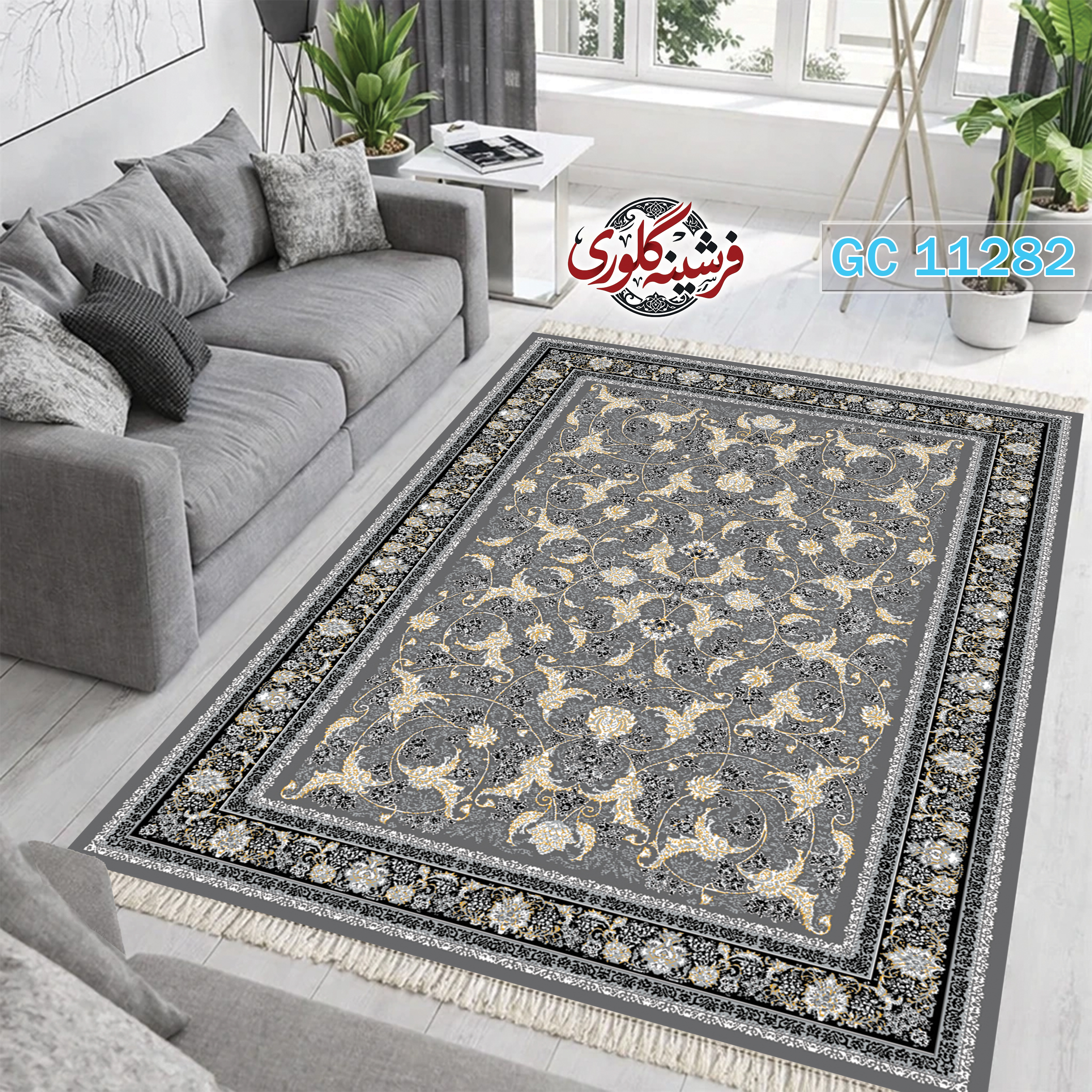 فرشینه طرح فرش مخمل هازان ترک قابل شست و شو و ضد پرزدهی کد GC-11282