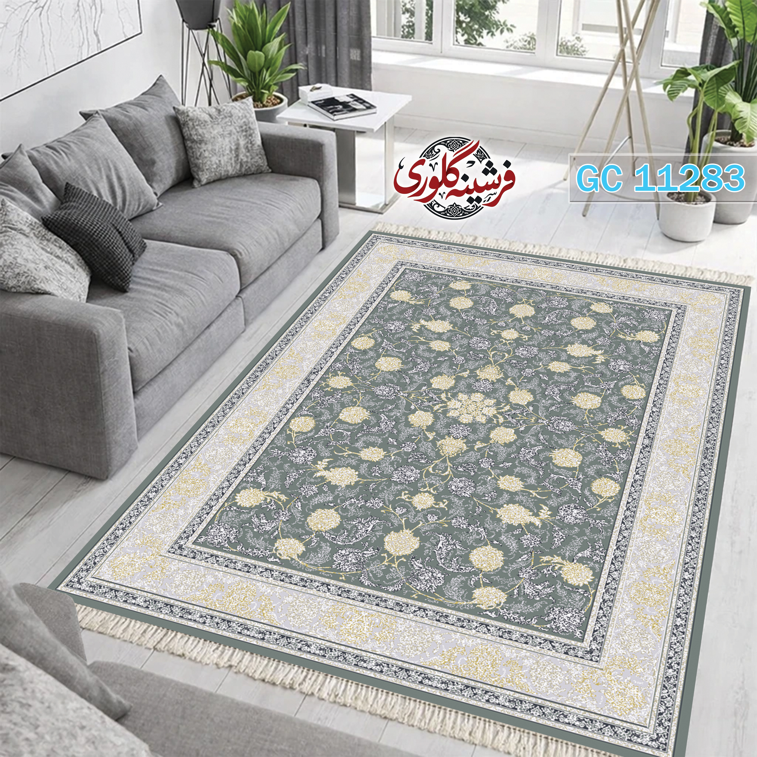 فرشینه طرح فرش مخمل هازان ترک قابل شست و شو و ضد پرزدهی کد GC-11283