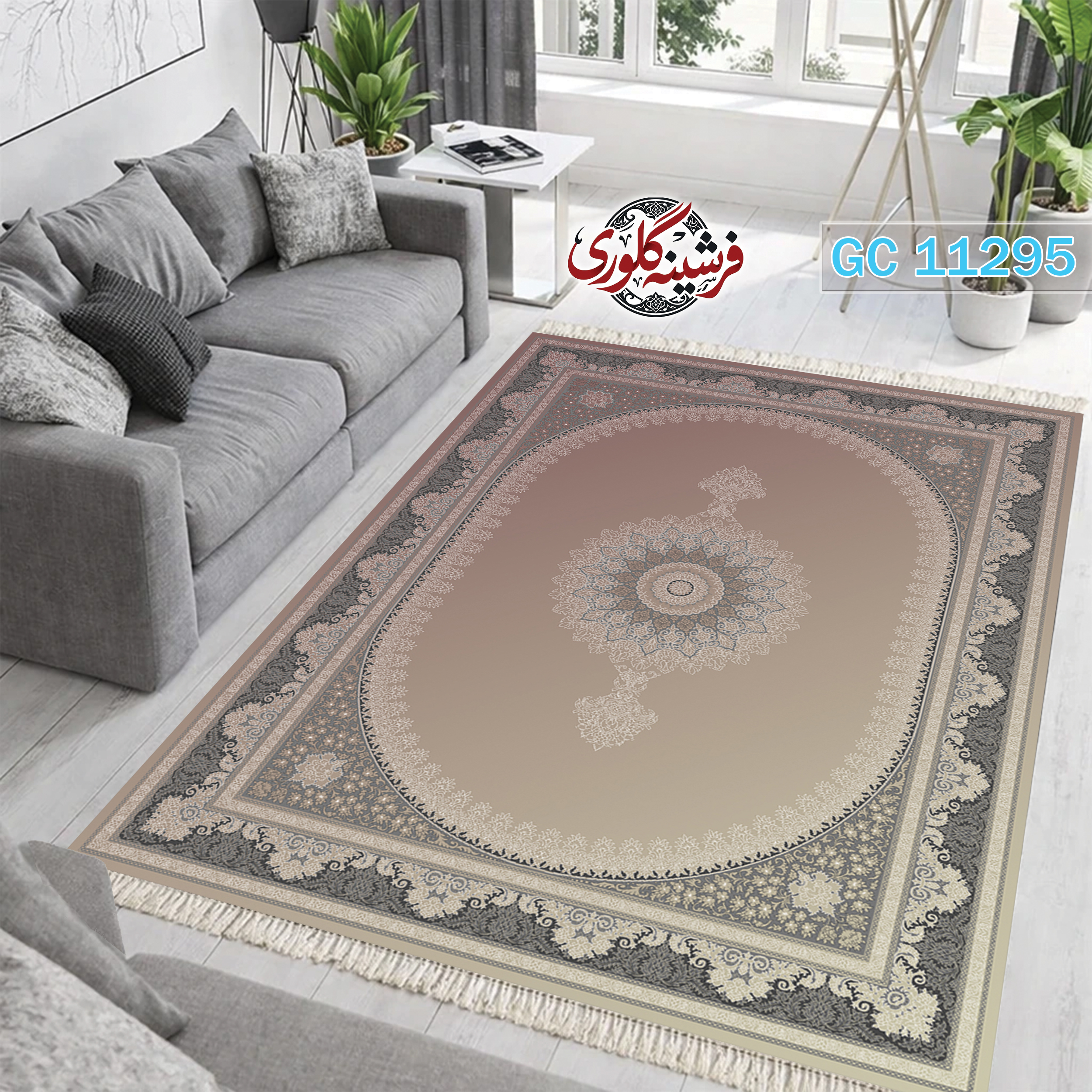 فرشینه طرح فرش مخمل هازان ترک قابل شست و شو و ضد پرزدهی کد GC-11295