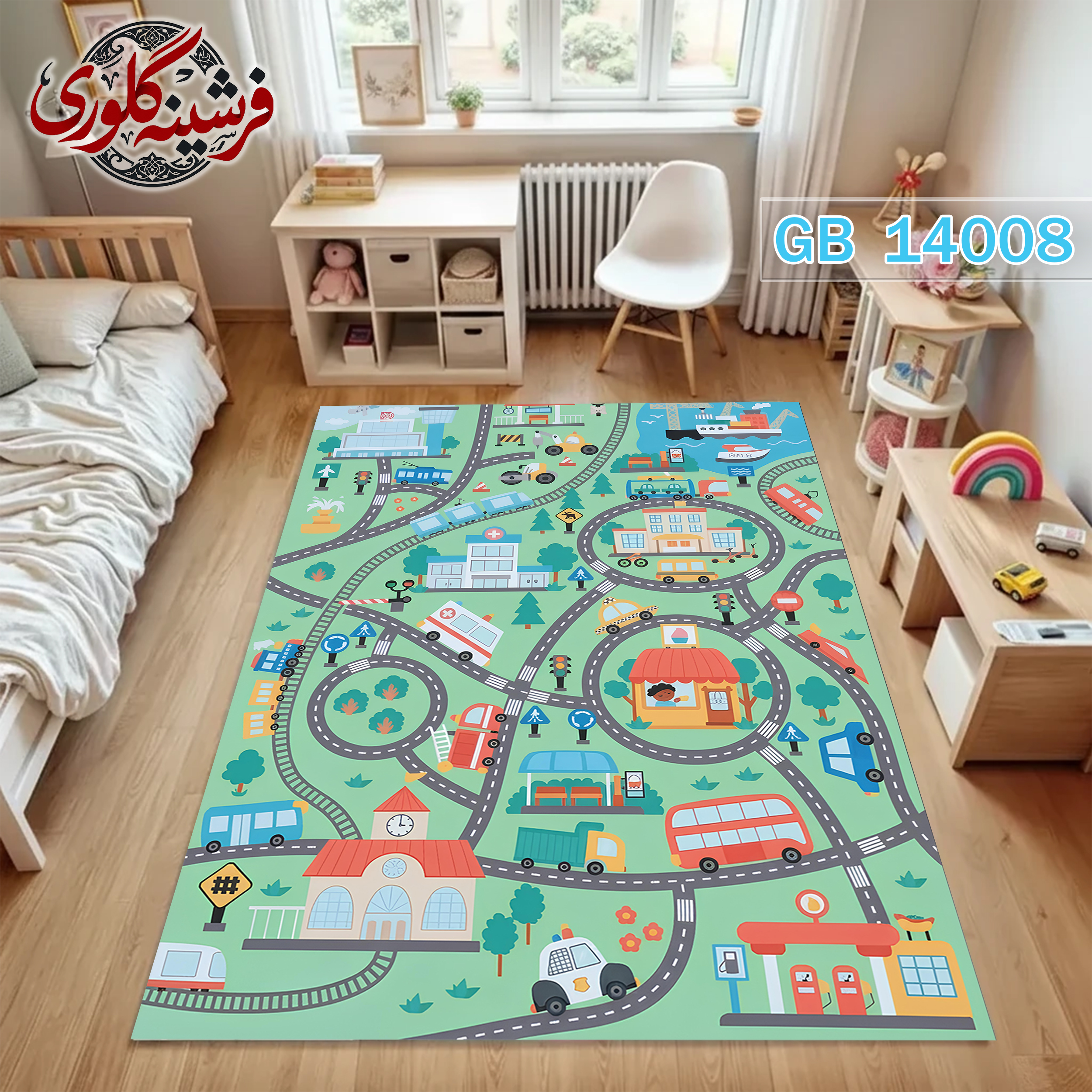 فرش اتاق کودک ضد حساسیت و ضد پرزدهی قابل شست و شو کد GB-14008