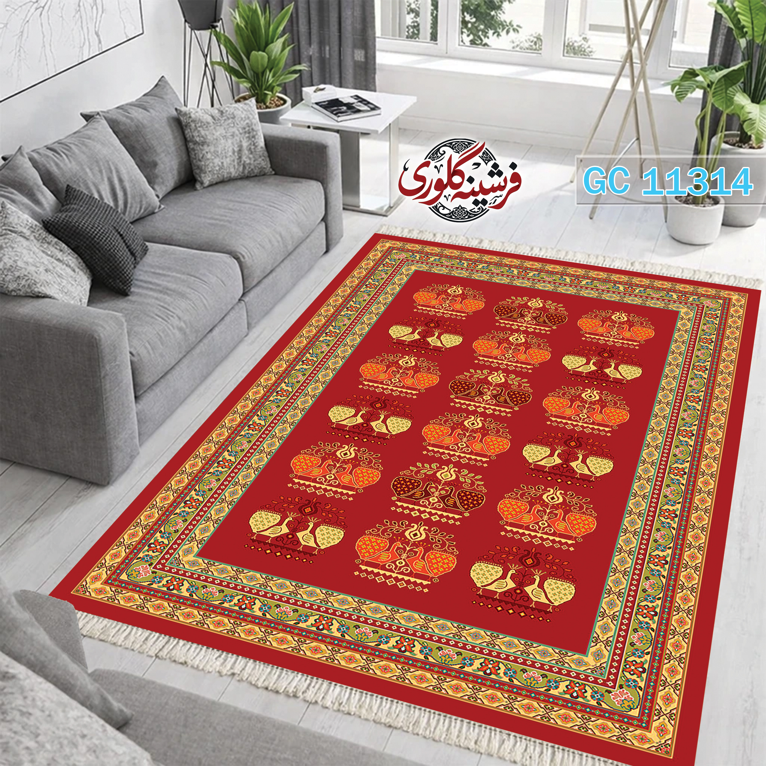 فرشینه طرح فرش مخمل هازان ترک قابل شست و شو و ضد پرزدهی کد GC-11314