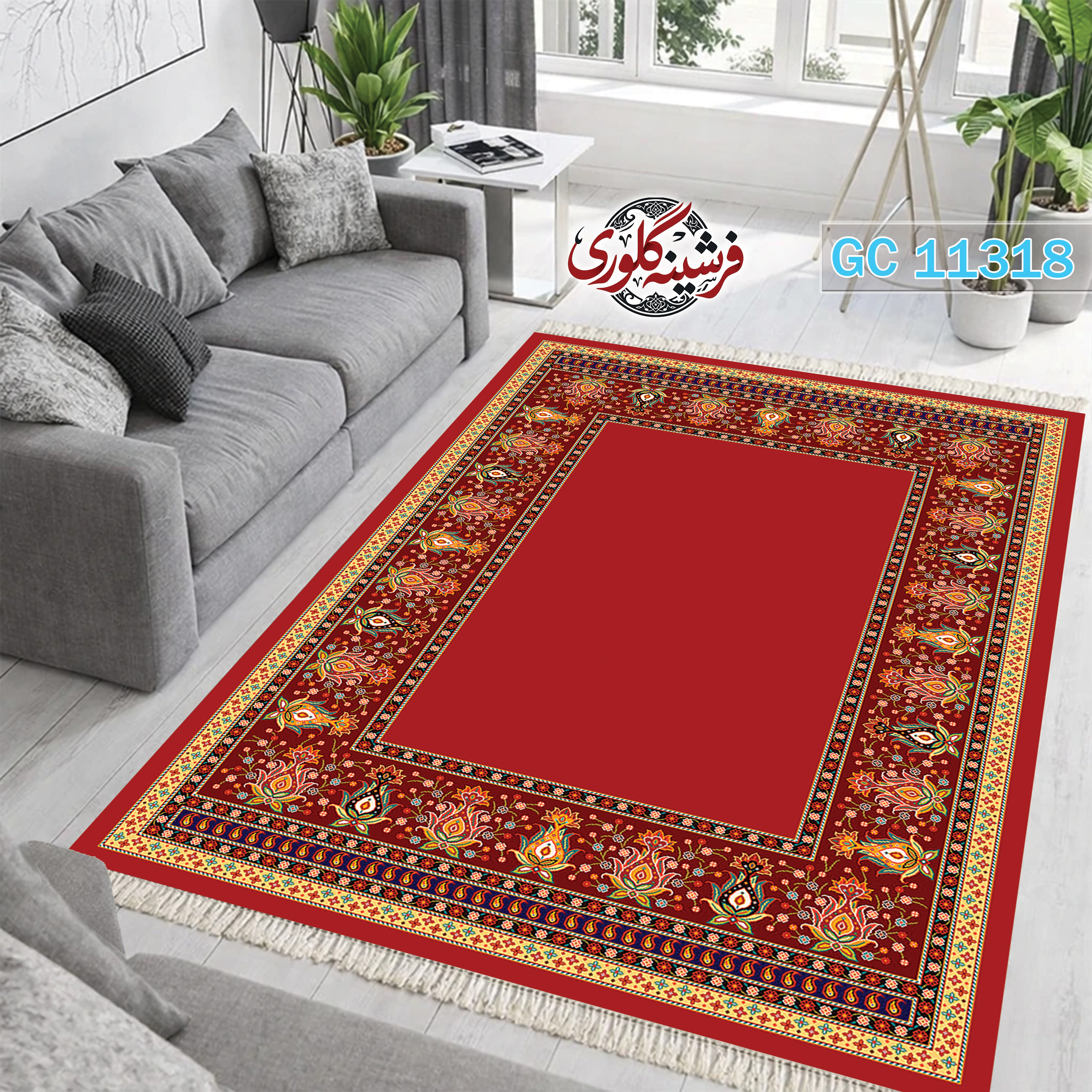 فرشینه طرح فرش مخمل هازان ترک قابل شست و شو و ضد پرزدهی کد GC-11318