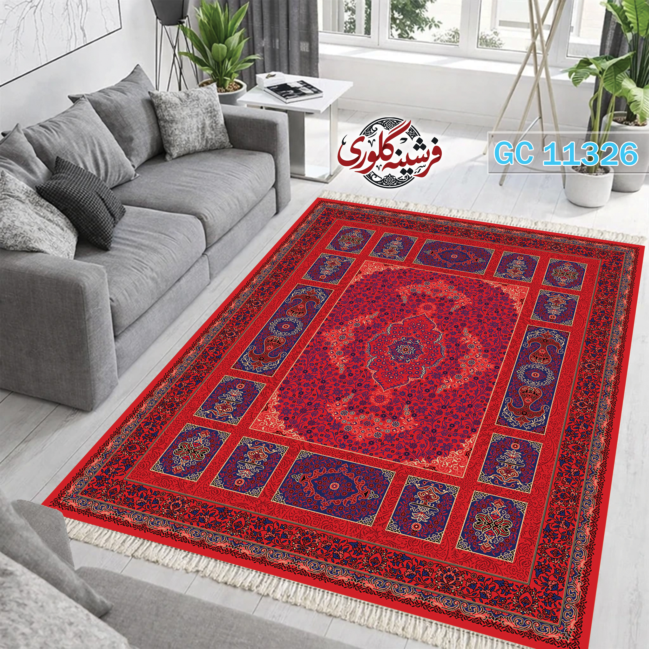 فرشینه طرح فرش مخمل هازان ترک قابل شست و شو و ضد پرزدهی کد GC-11326