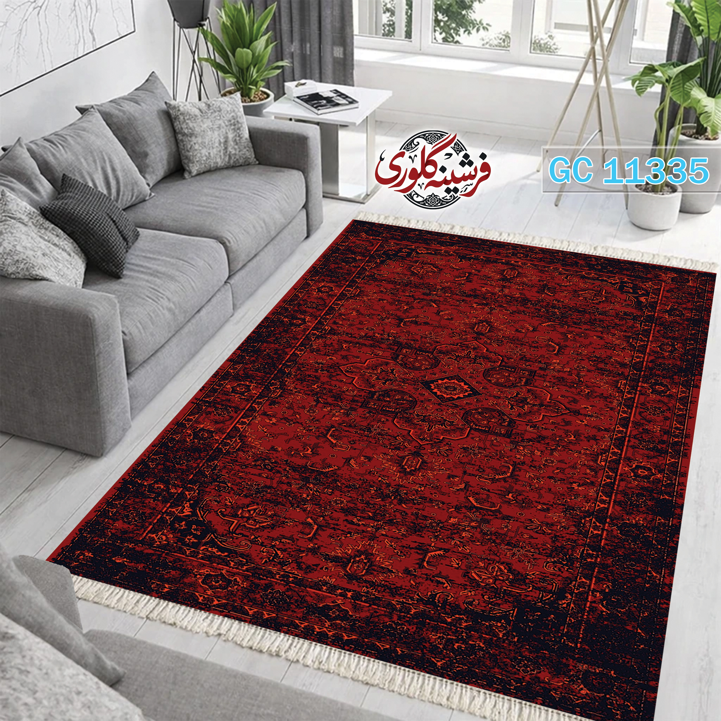 فرشینه طرح فرش مخمل هازان ترک قابل شست و شو و ضد پرزدهی کد GC-11335
