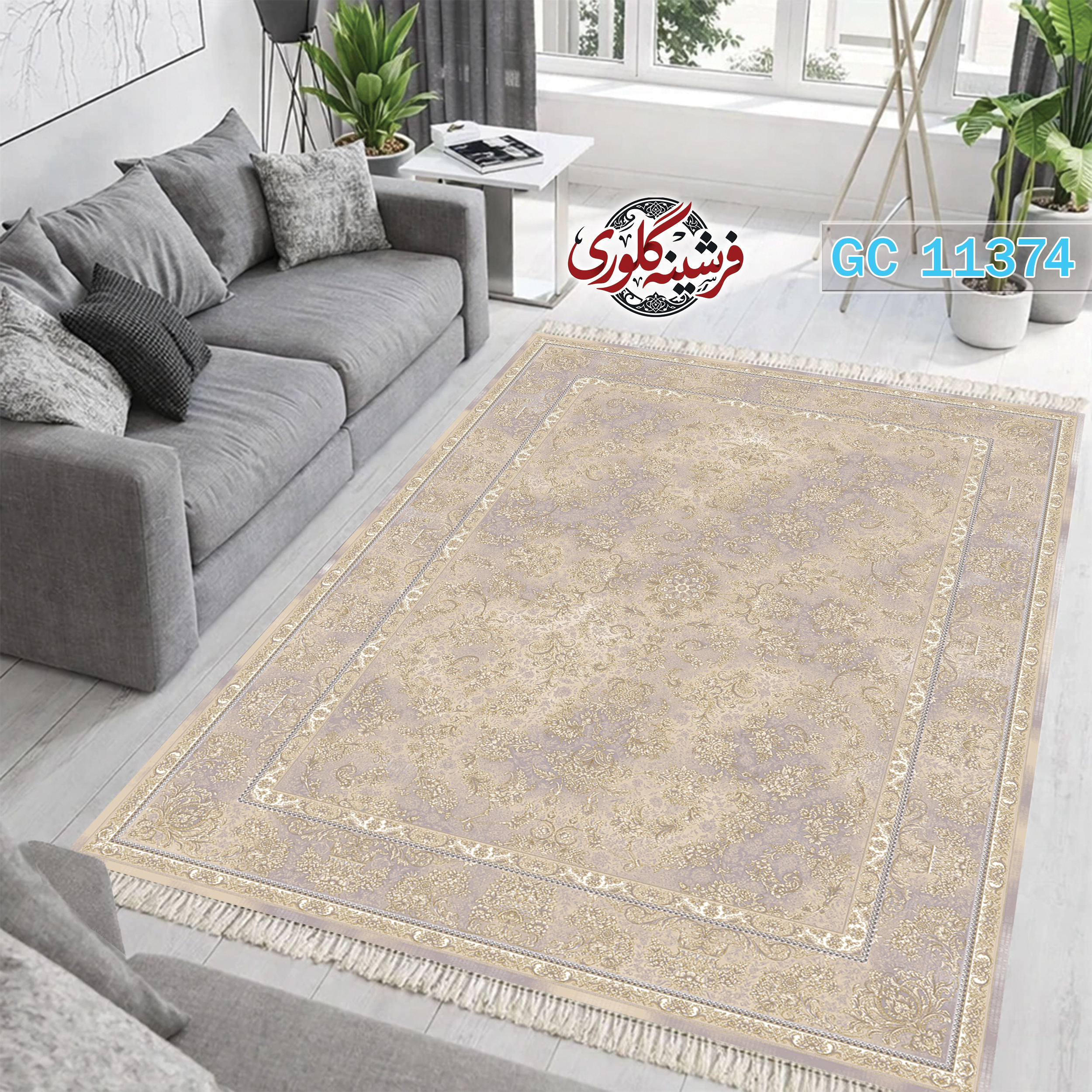 فرشینه طرح فرش مخمل هازان ترک قابل شست و شو و ضد پرزدهی کد GC-11374