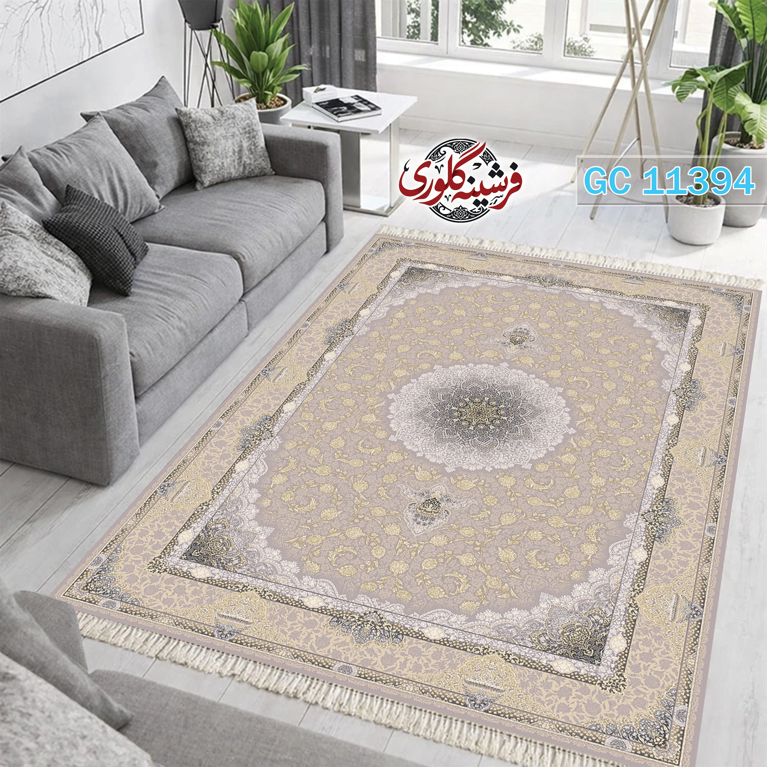 فرشینه طرح فرش مخمل هازان ترک قابل شست و شو و ضد پرزدهی کد GC-11394