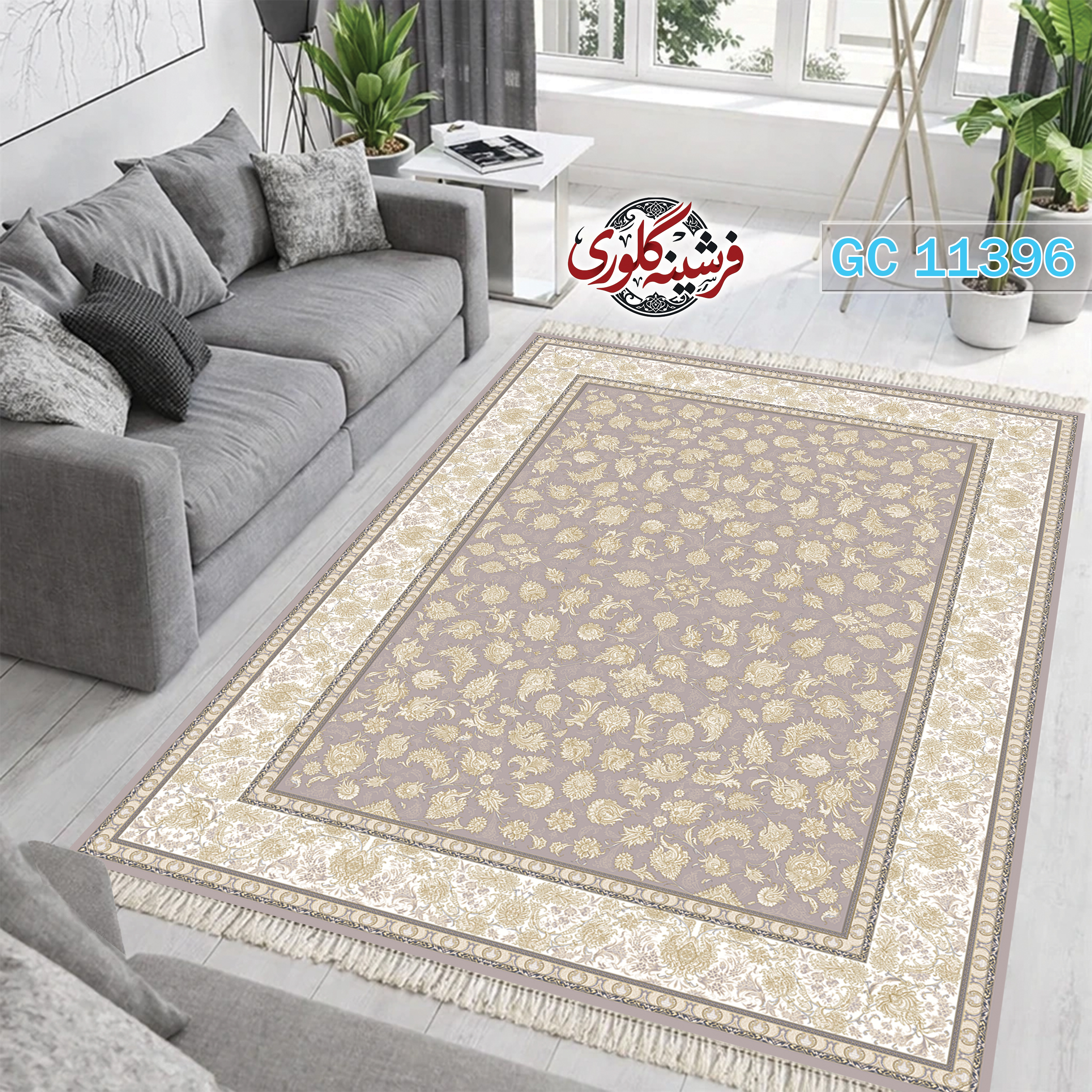 فرشینه طرح فرش مخمل هازان ترک قابل شست و شو و ضد پرزدهی کد GC-11396