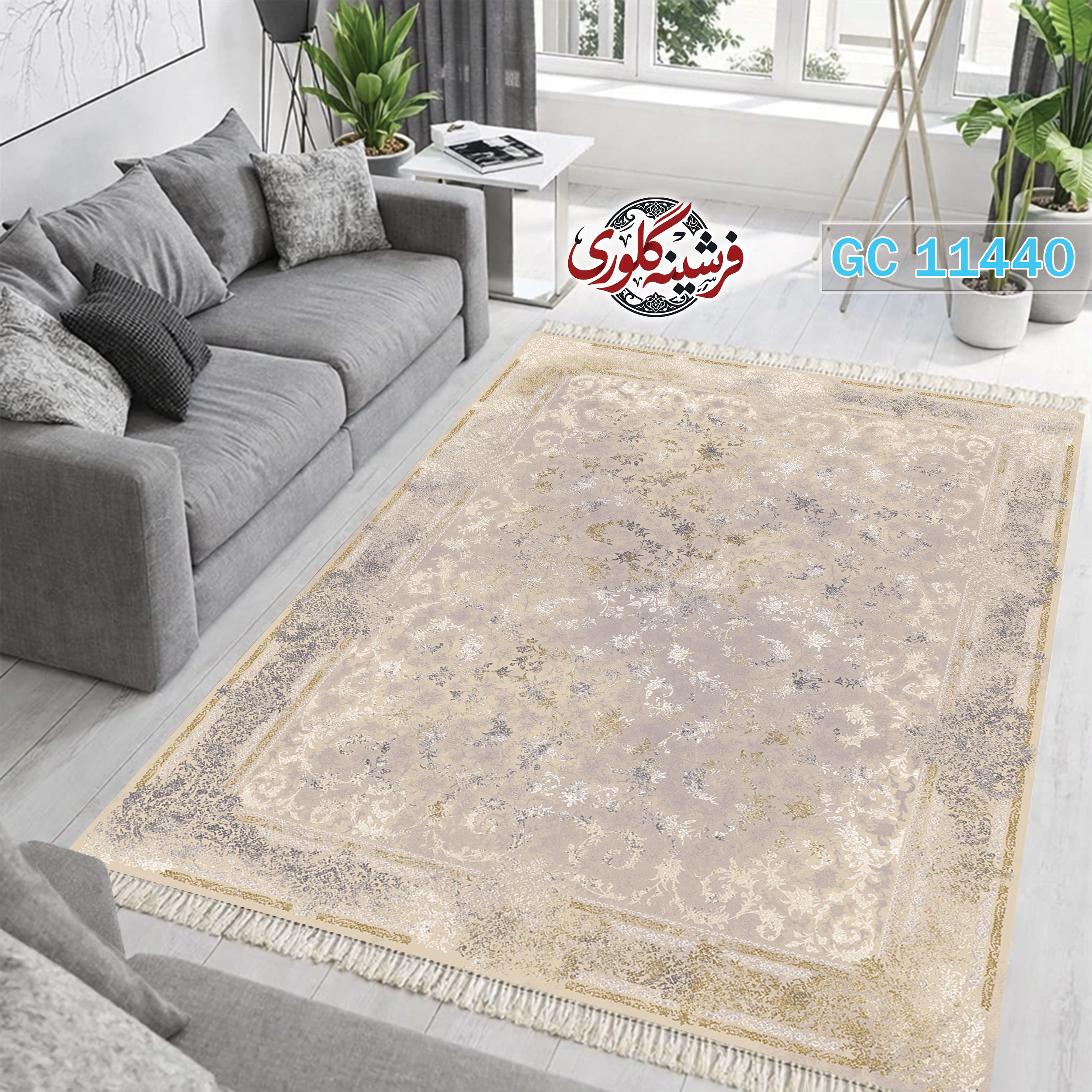 فرشینه طرح فرش مخمل هازان ترک قابل شست و شو و ضد پرزدهی کد GC-11440
