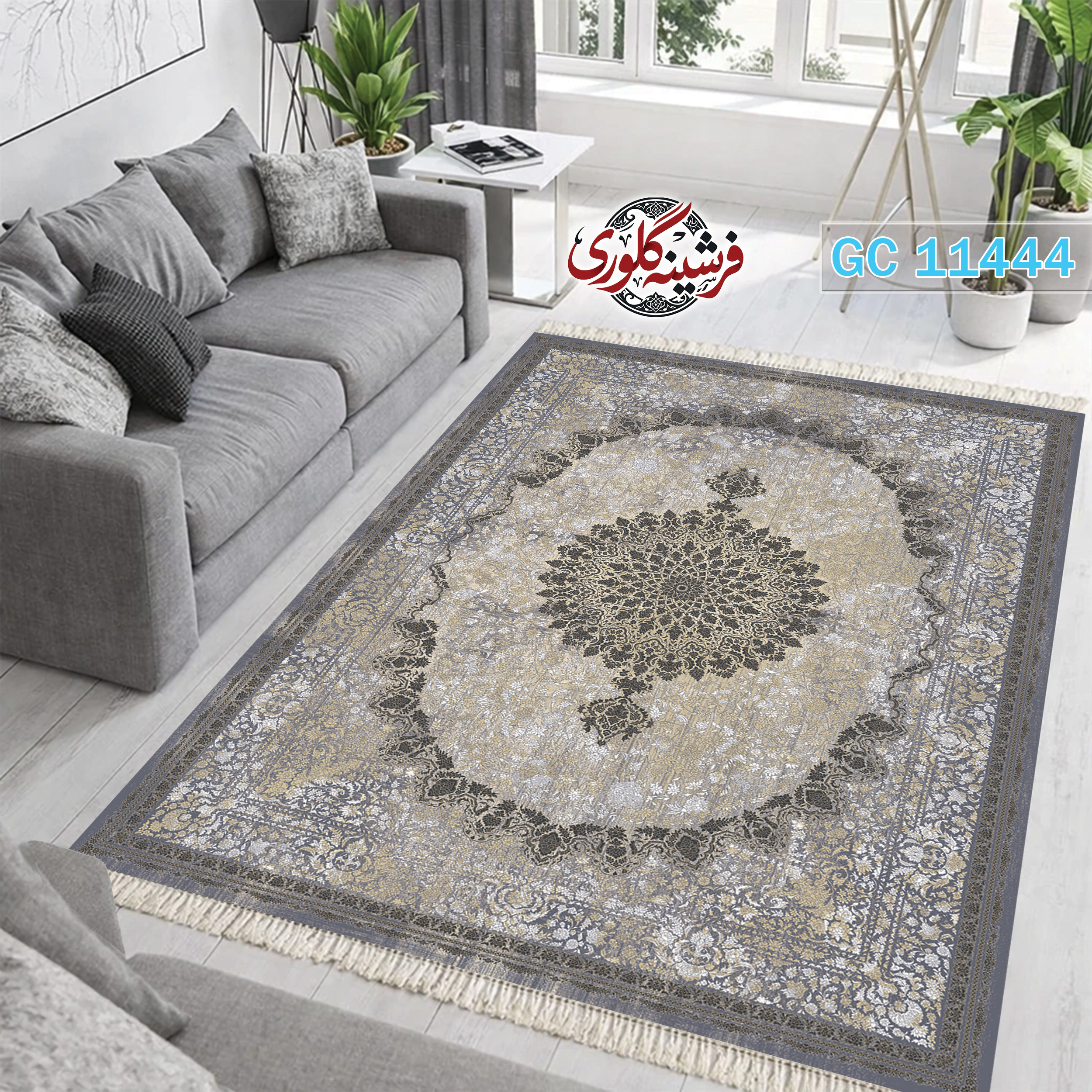 فرشینه طرح فرش مخمل هازان ترک قابل شست و شو و ضد پرزدهی کد GC-11444