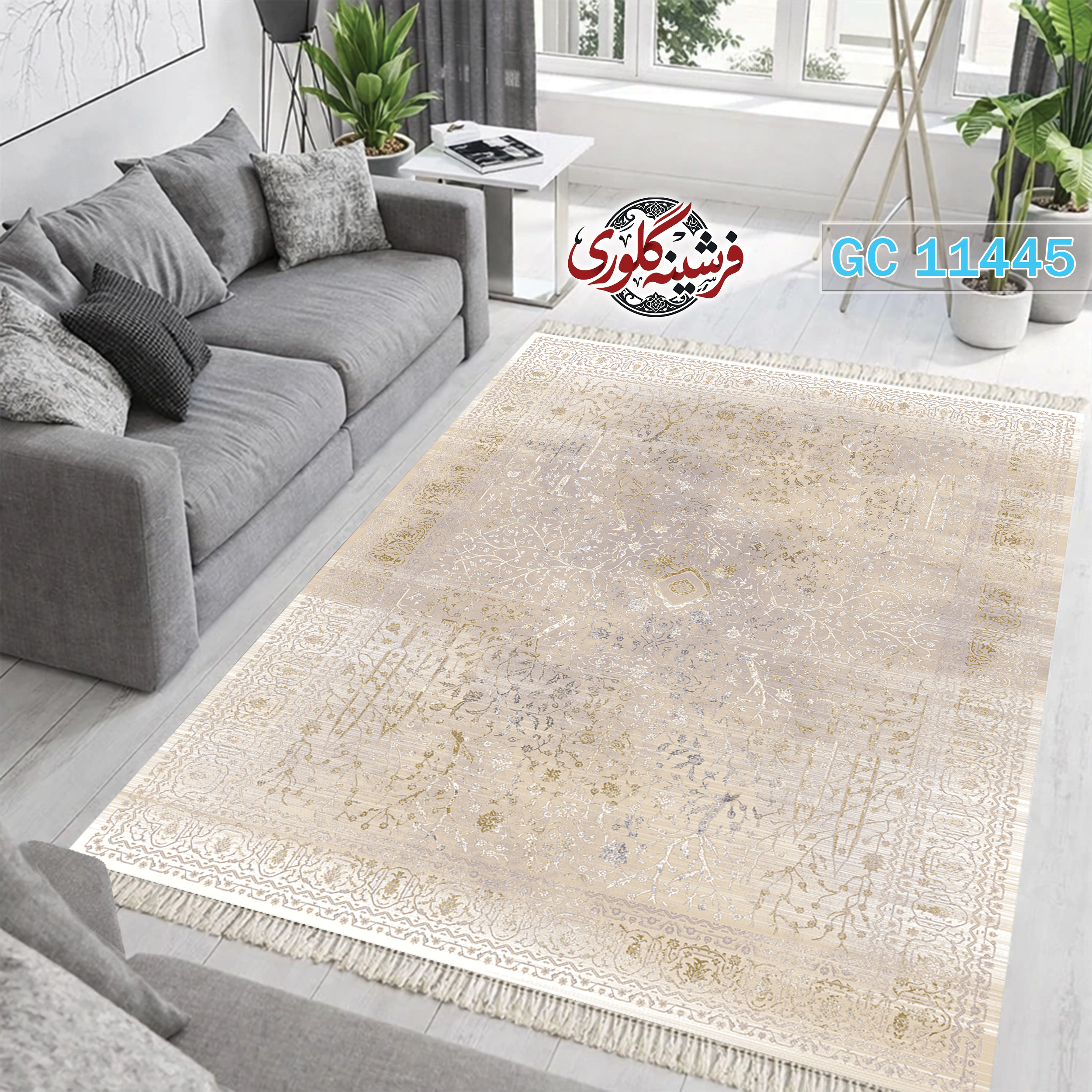 فرشینه طرح فرش مخمل هازان ترک قابل شست و شو و ضد پرزدهی کد GC-11445