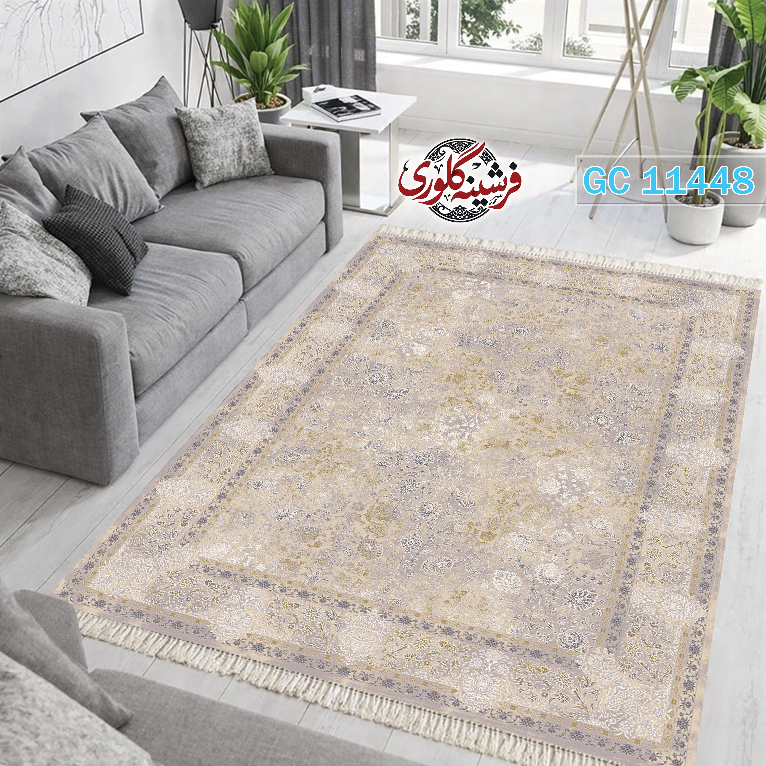 فرشینه طرح فرش مخمل هازان ترک قابل شست و شو و ضد پرزدهی کد GC-11448