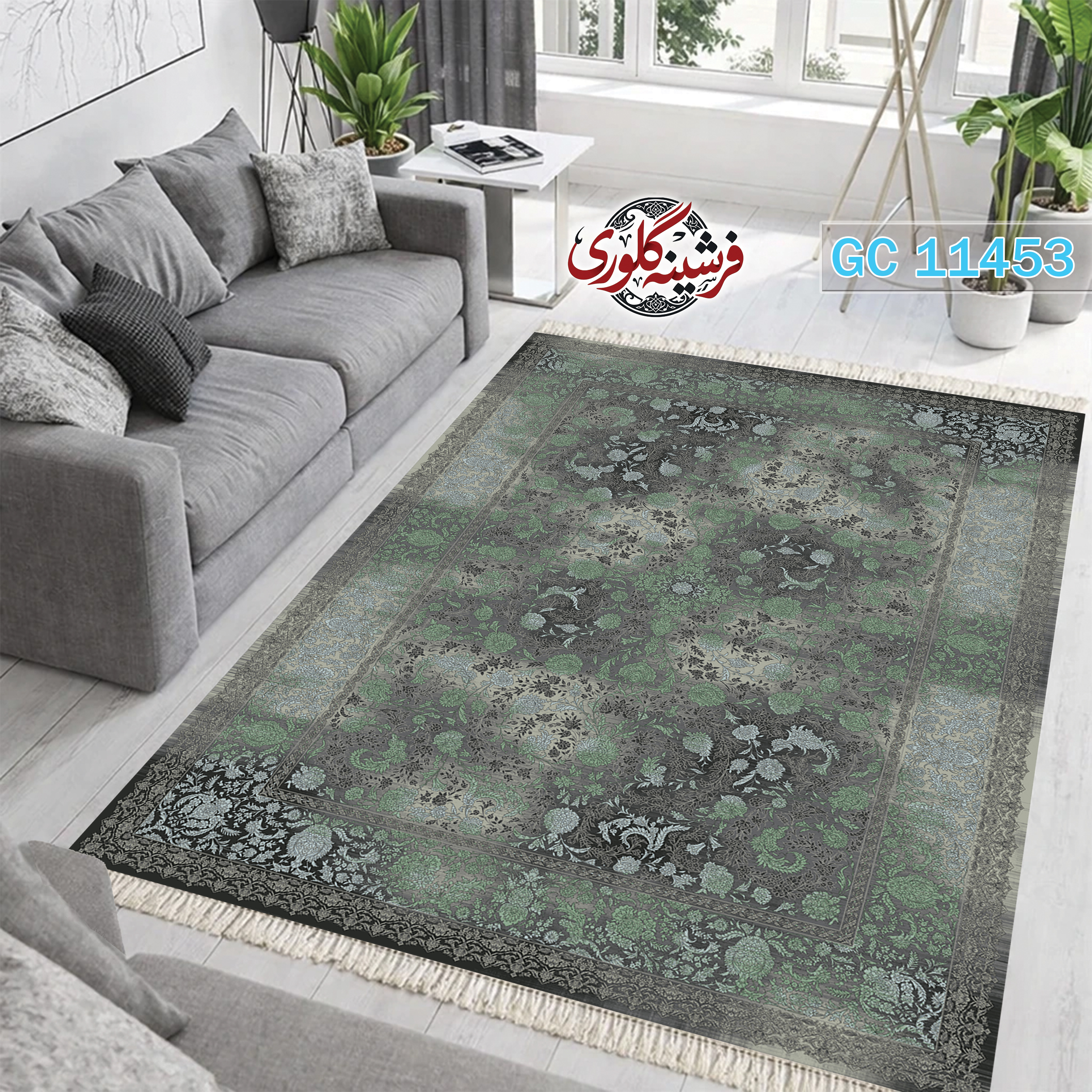 فرشینه طرح فرش مخمل هازان ترک قابل شست و شو و ضد پرزدهی کد GC-11453
