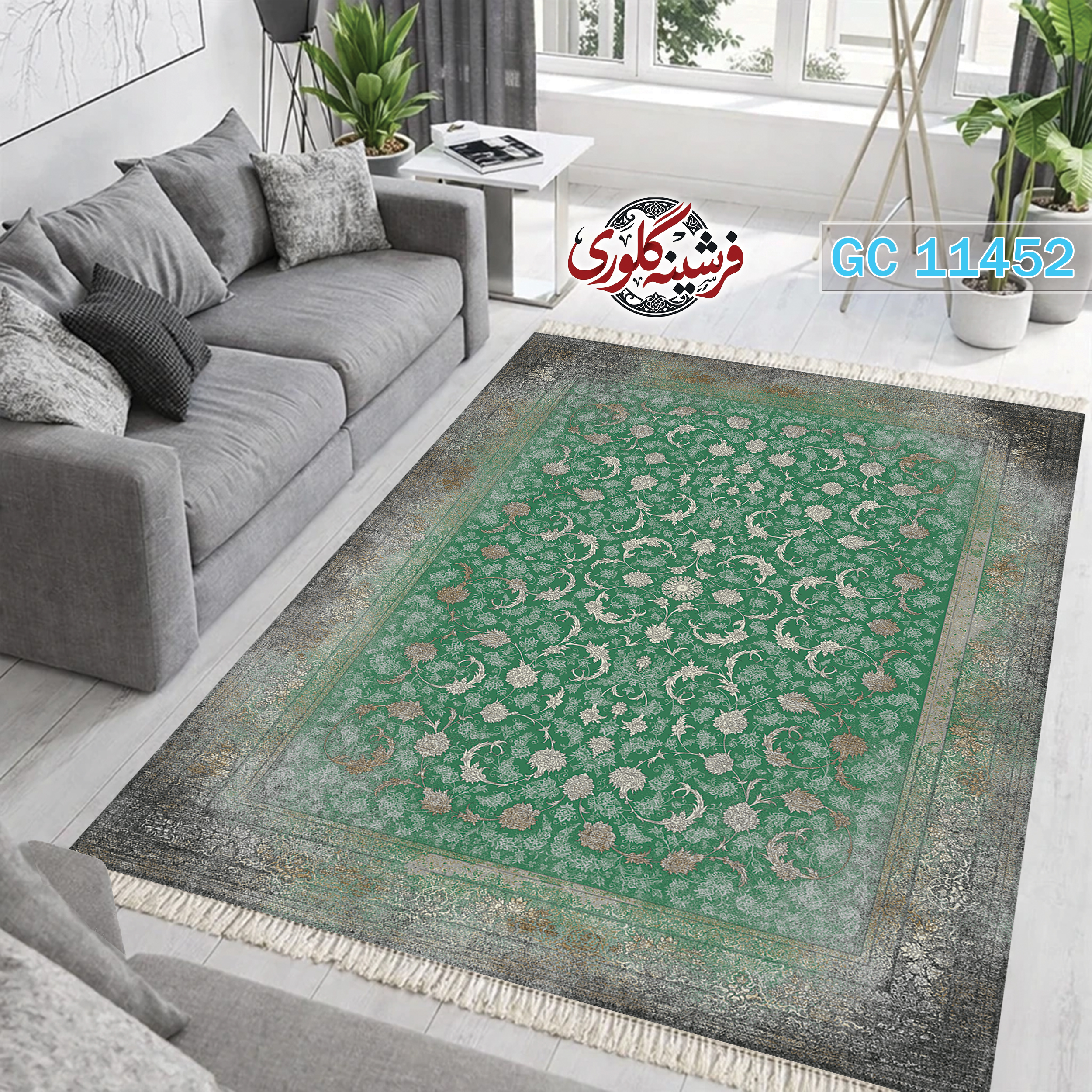 فرشینه طرح فرش مخمل هازان ترک قابل شست و شو و ضد پرزدهی کد GC-11452