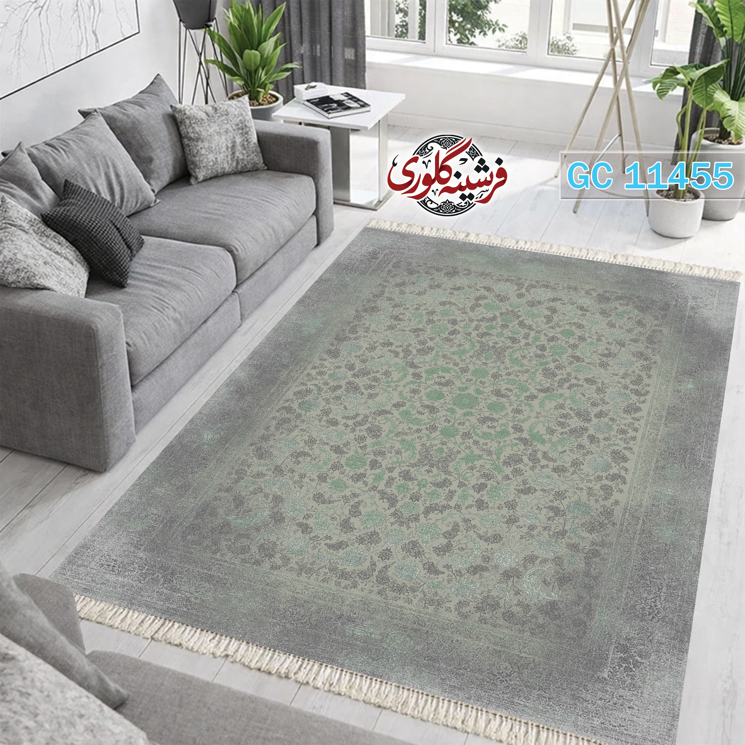 فرشینه طرح فرش مخمل هازان ترک قابل شست و شو و ضد پرزدهی کد GC-11455