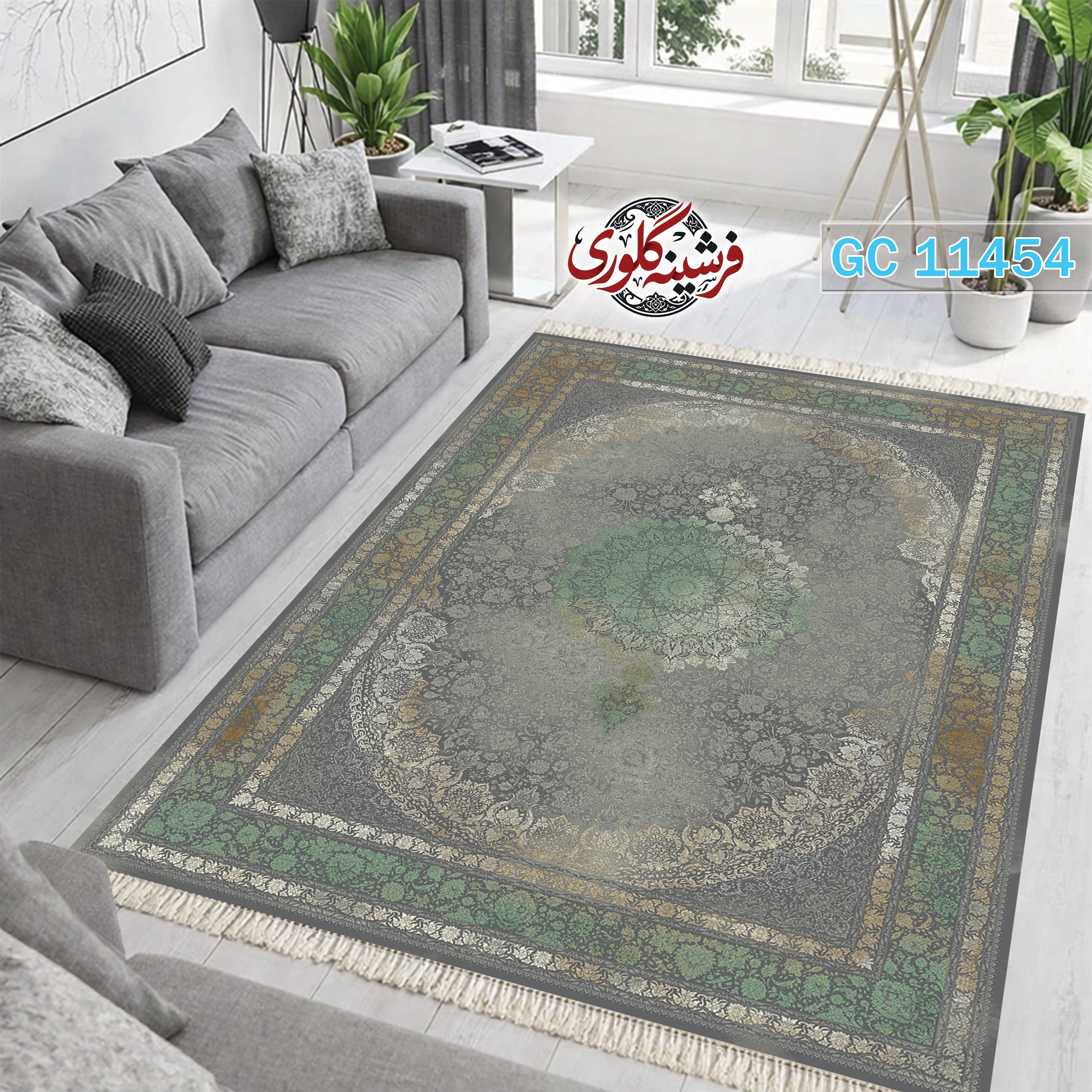 فرشینه طرح فرش مخمل هازان ترک قابل شست و شو و ضد پرزدهی کد GC-11454