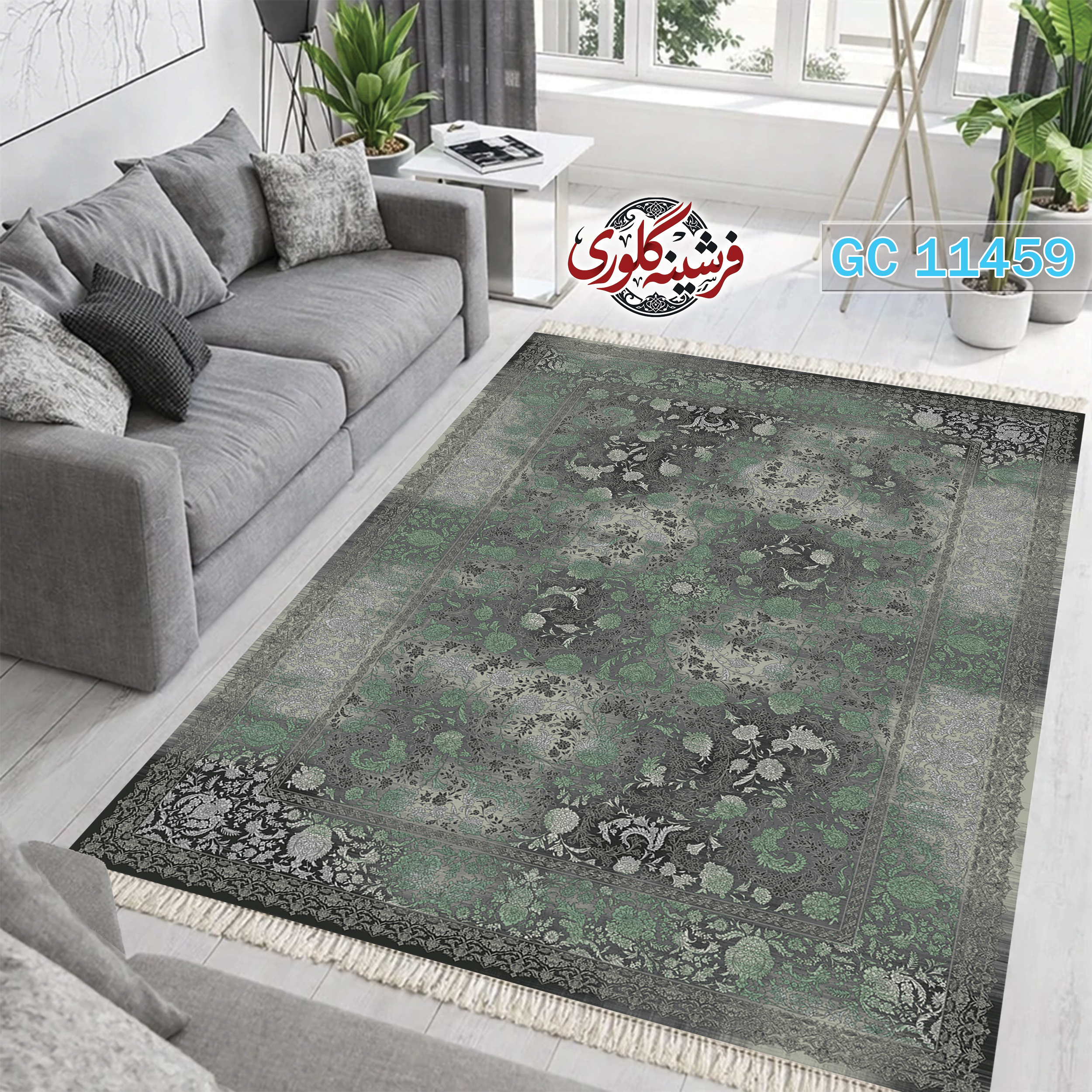 فرشینه طرح فرش مخمل هازان ترک قابل شست و شو و ضد پرزدهی کد GC-11459