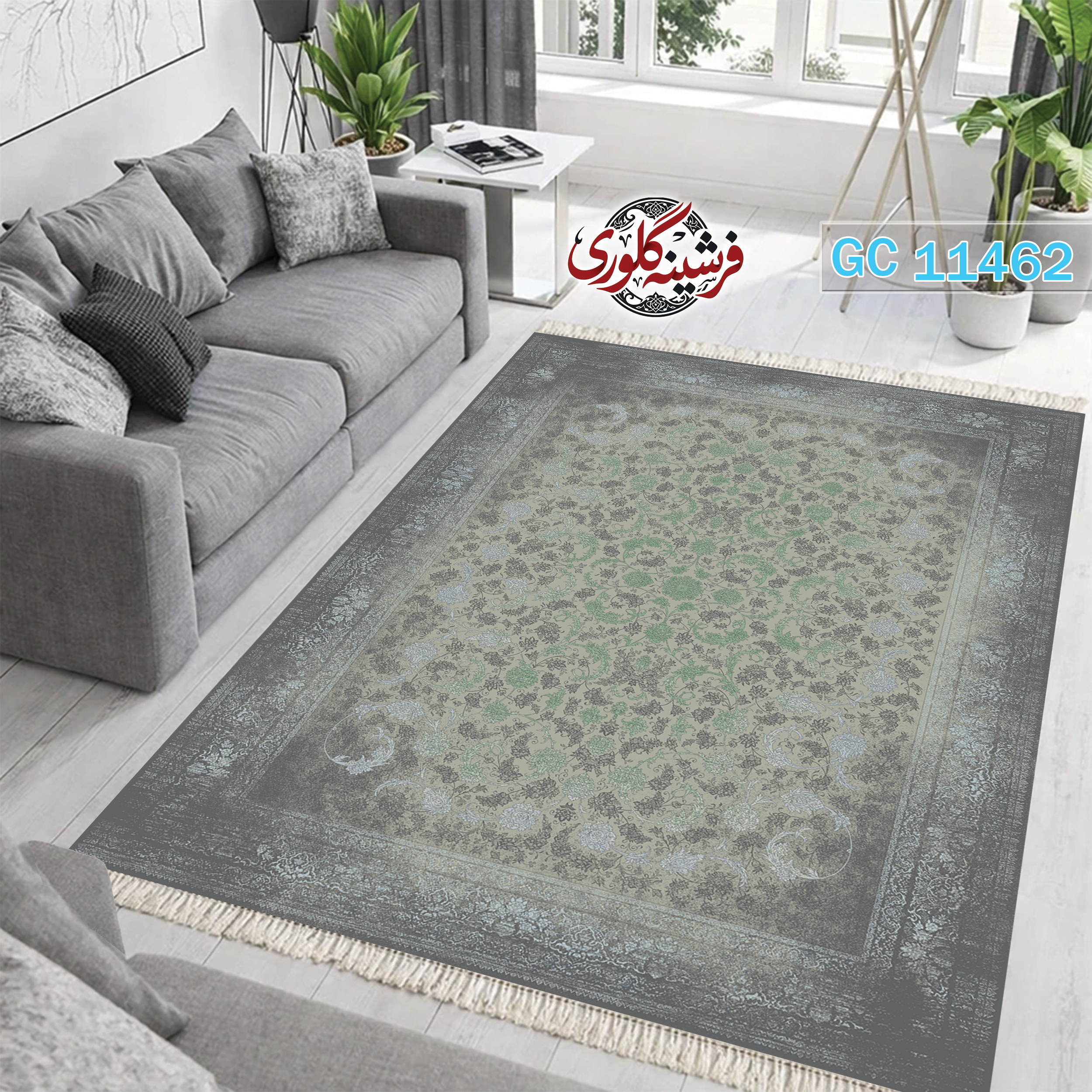 فرشینه طرح فرش مخمل هازان ترک قابل شست و شو و ضد پرزدهی کد GC-11462
