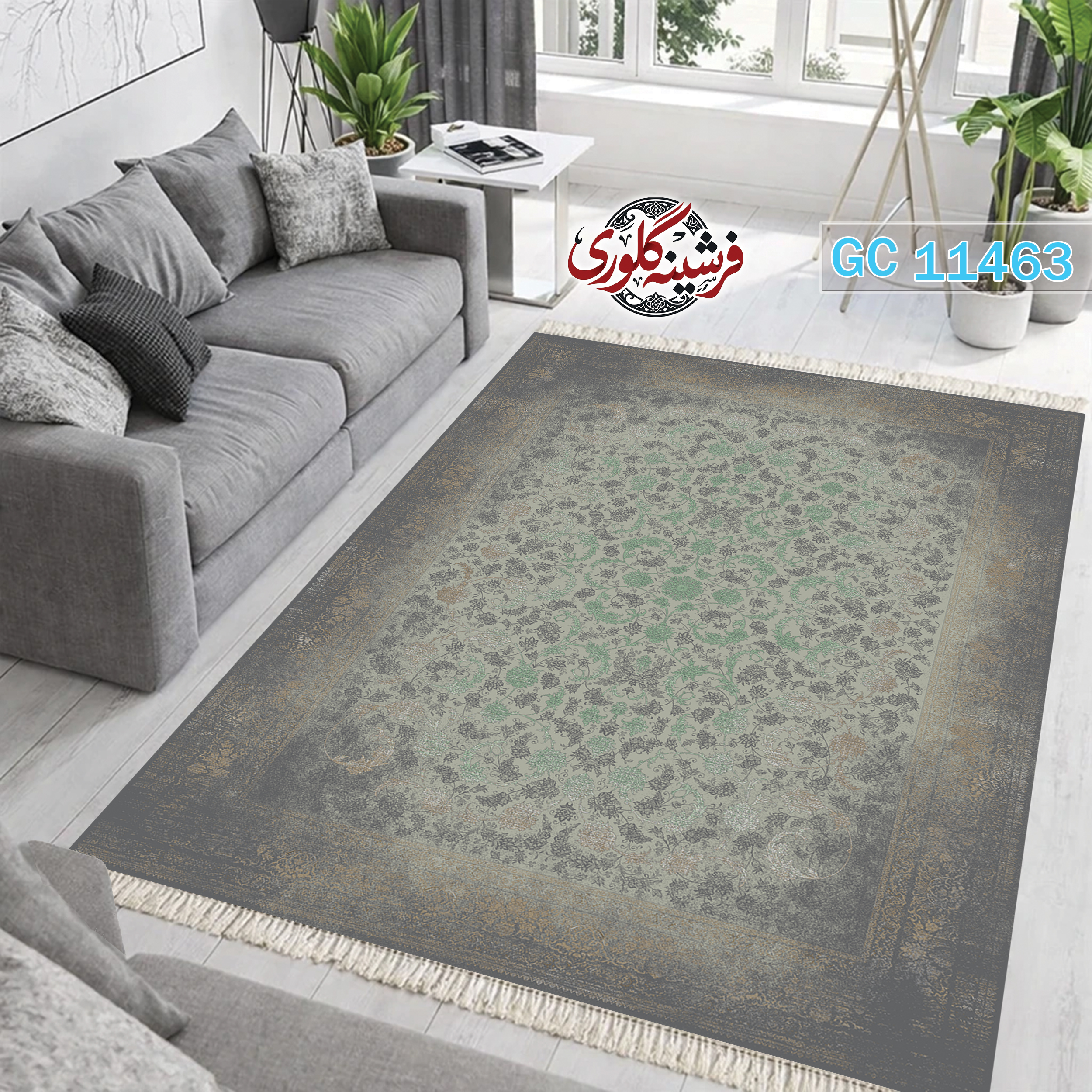 فرشینه طرح فرش مخمل هازان ترک قابل شست و شو و ضد پرزدهی کد GC-11463
