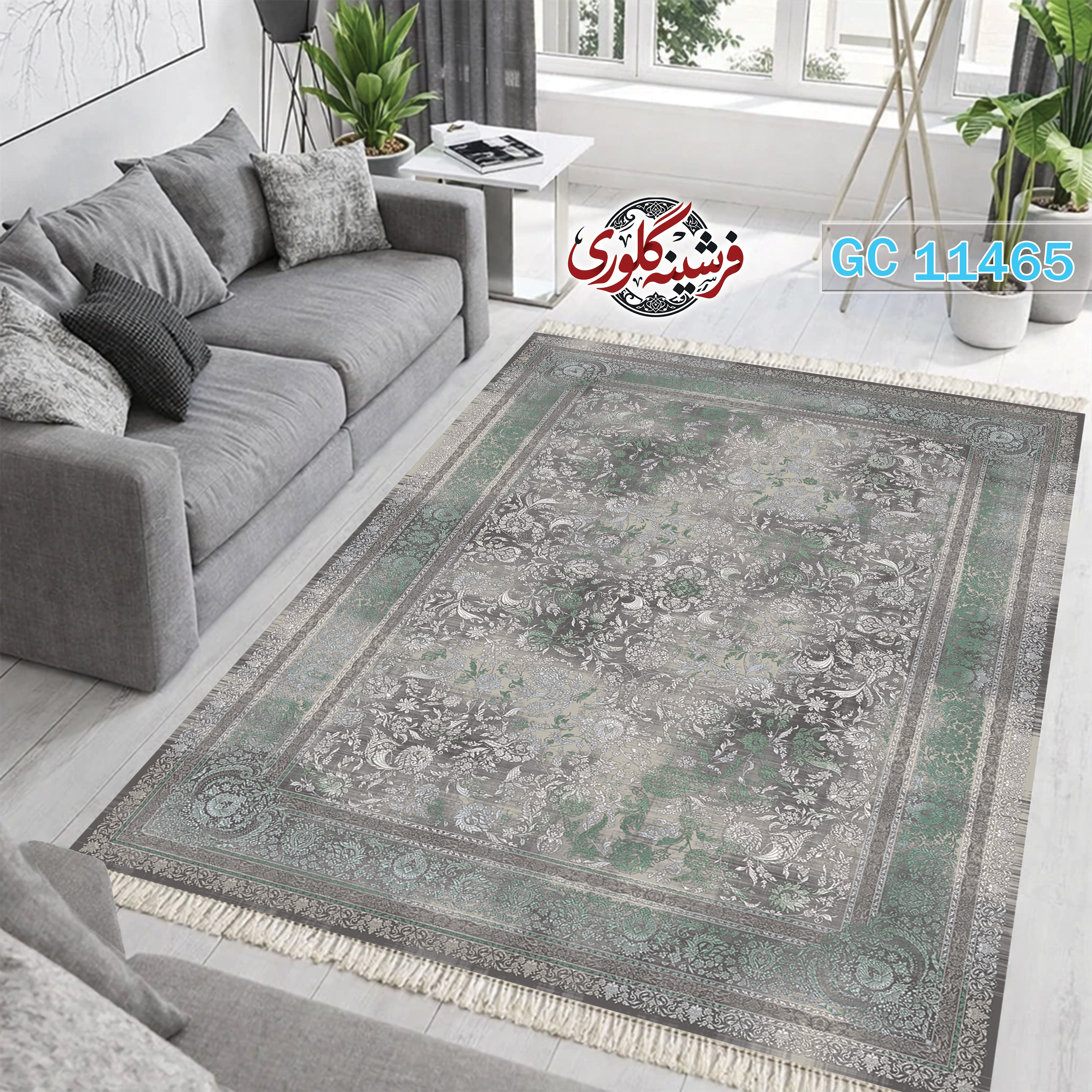 فرشینه طرح فرش مخمل هازان ترک قابل شست و شو و ضد پرزدهی کد GC-11465