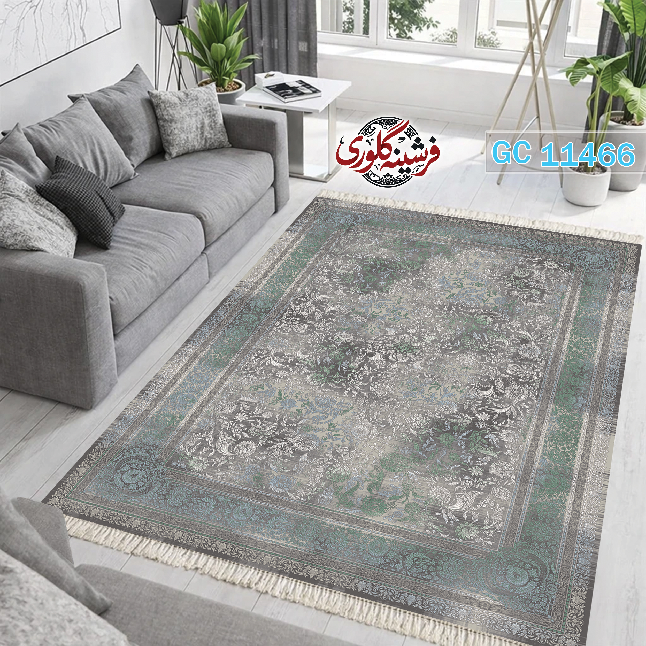 فرشینه طرح فرش مخمل هازان ترک قابل شست و شو و ضد پرزدهی کد GC-11466