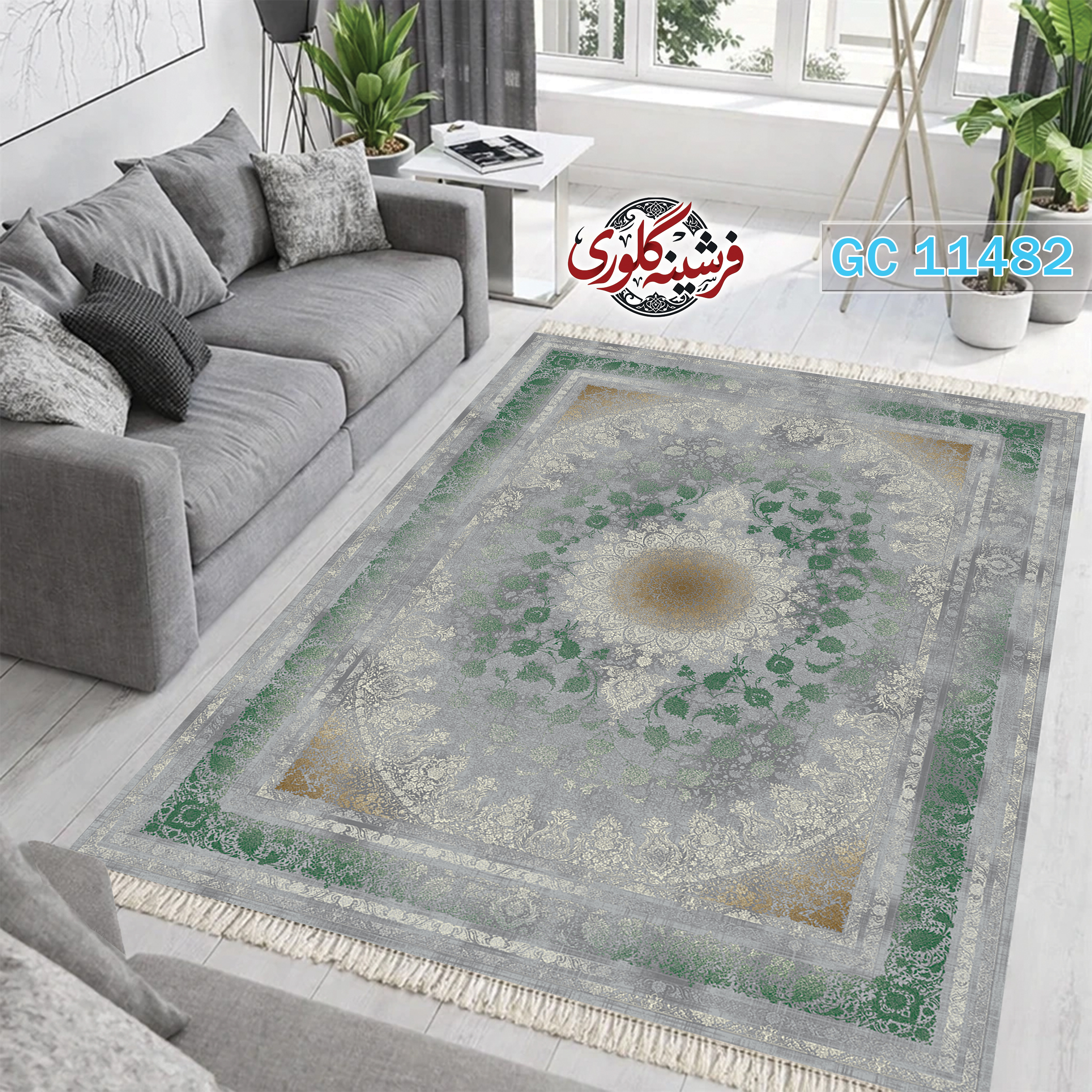 فرشینه طرح فرش مخمل هازان ترک قابل شست و شو و ضد پرزدهی کد GC-11482