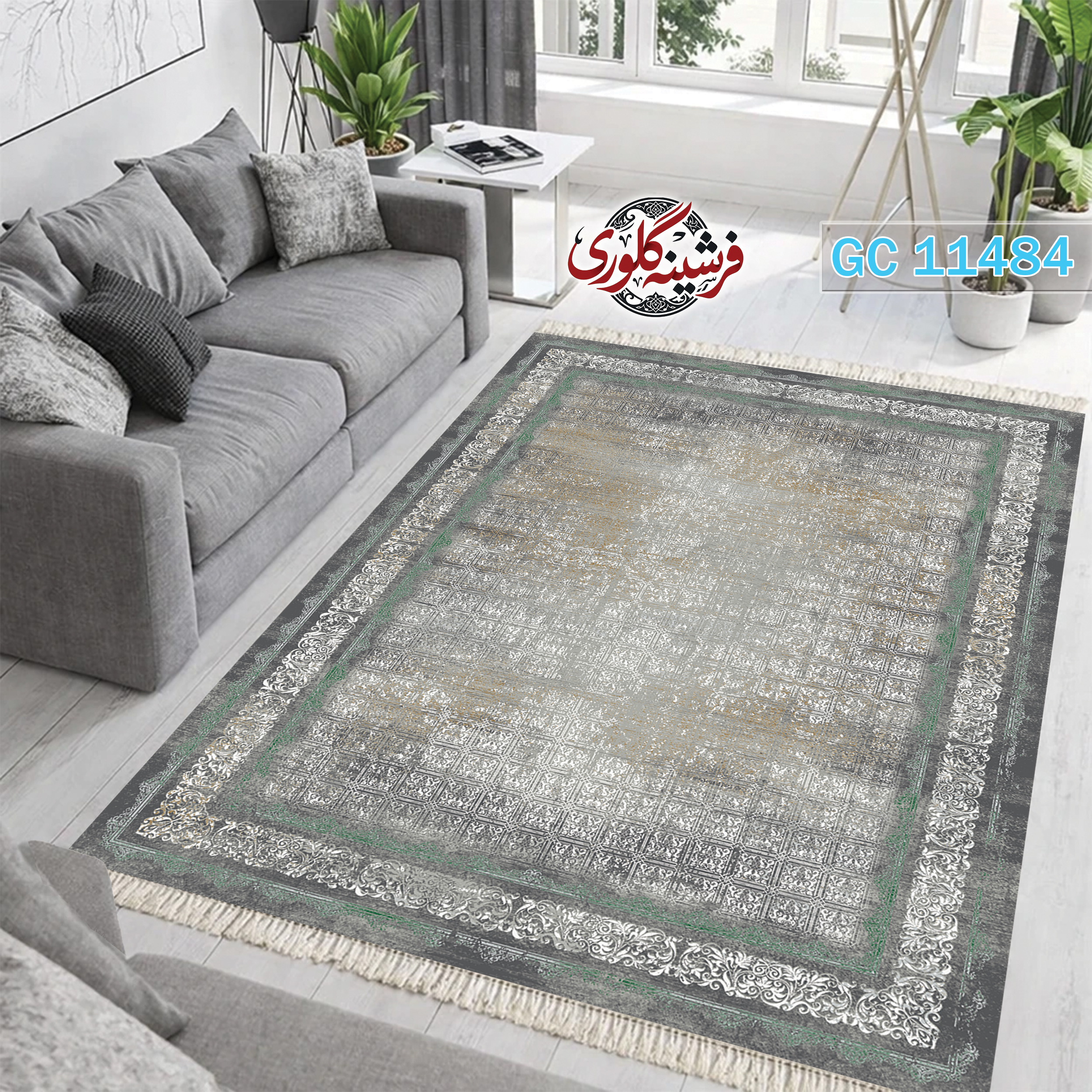 فرشینه طرح فرش مخمل هازان ترک قابل شست و شو و ضد پرزدهی کد GC-11484
